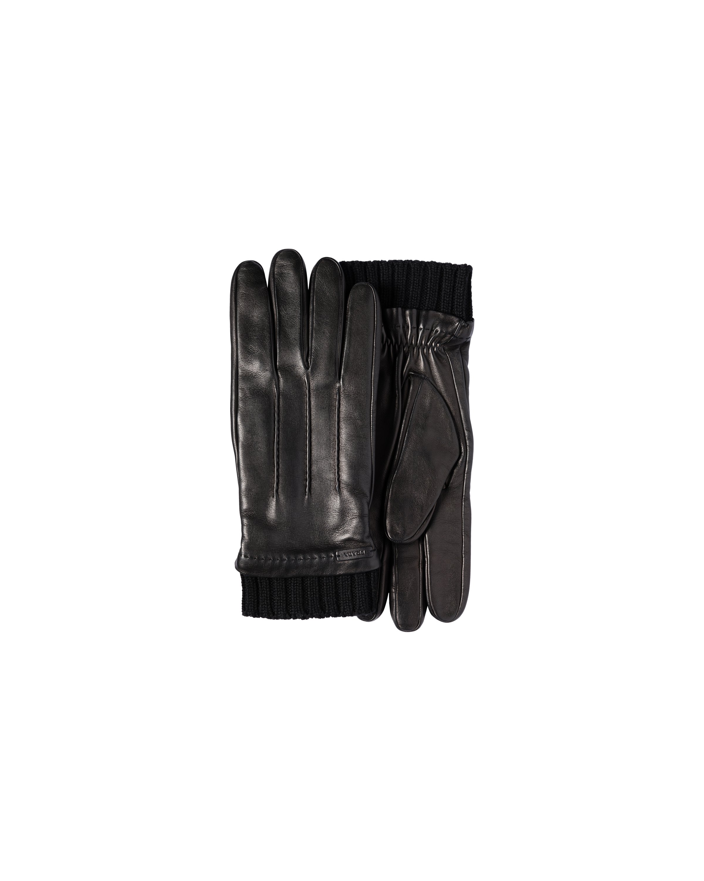 Prada Leather Gloves In Black