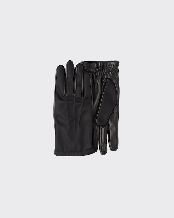 Black Re-nylon And Nappa Leather Gloves | PRADA