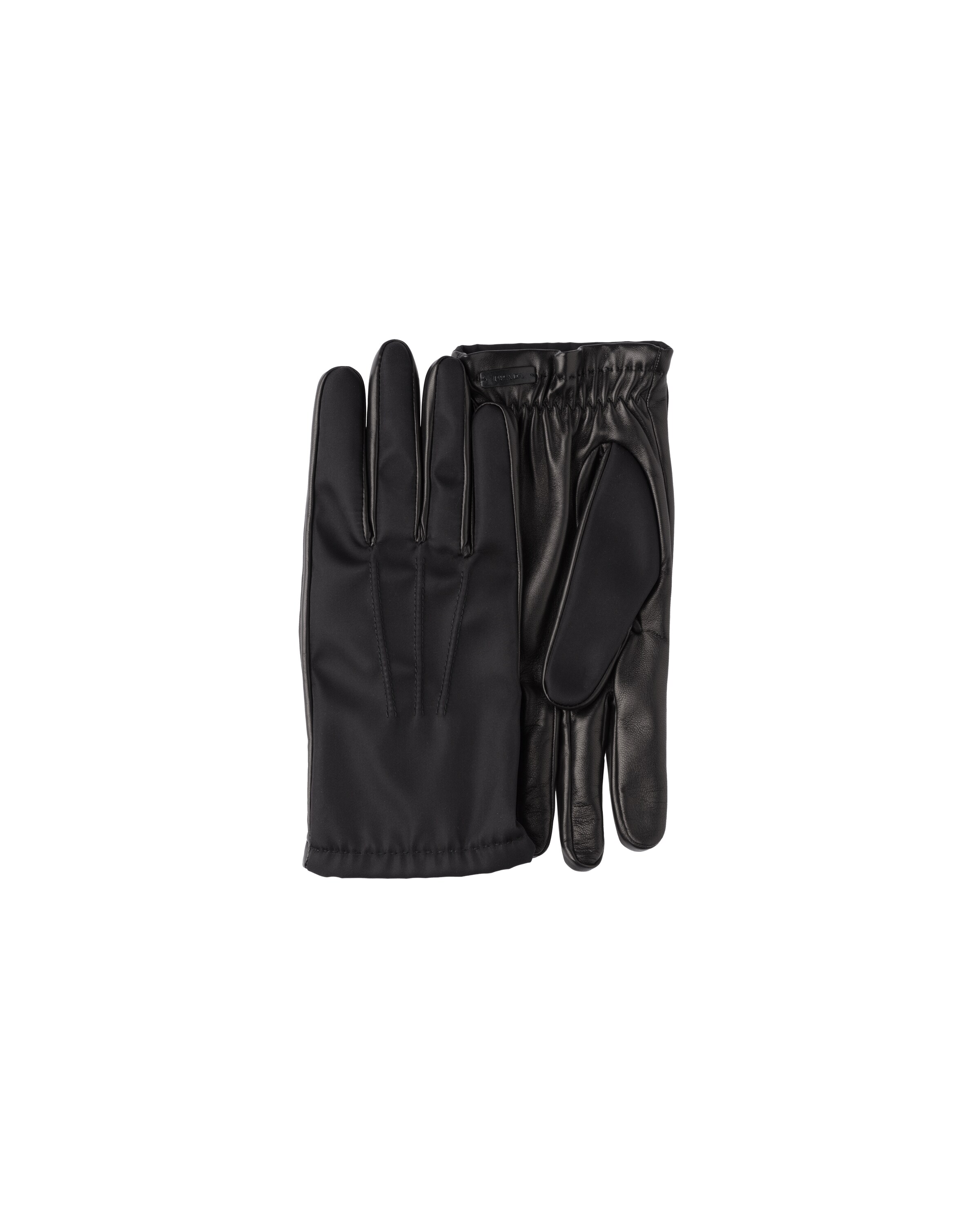 Prada Gants En Re-nylon Et Cuir Nappa, Homme, Noir, Taille 9