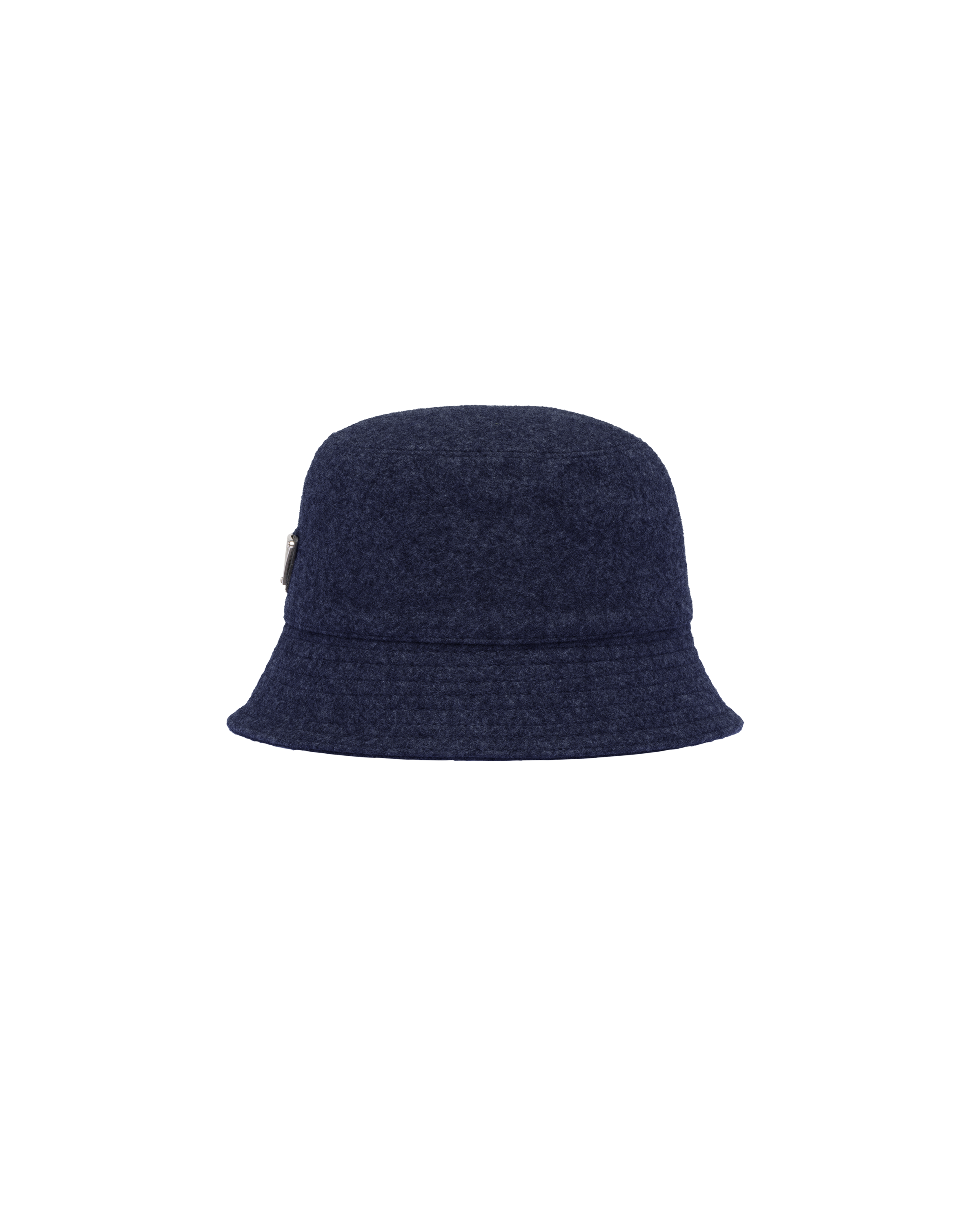 Prada Logo Patch Denim Bucket Hat In Navy