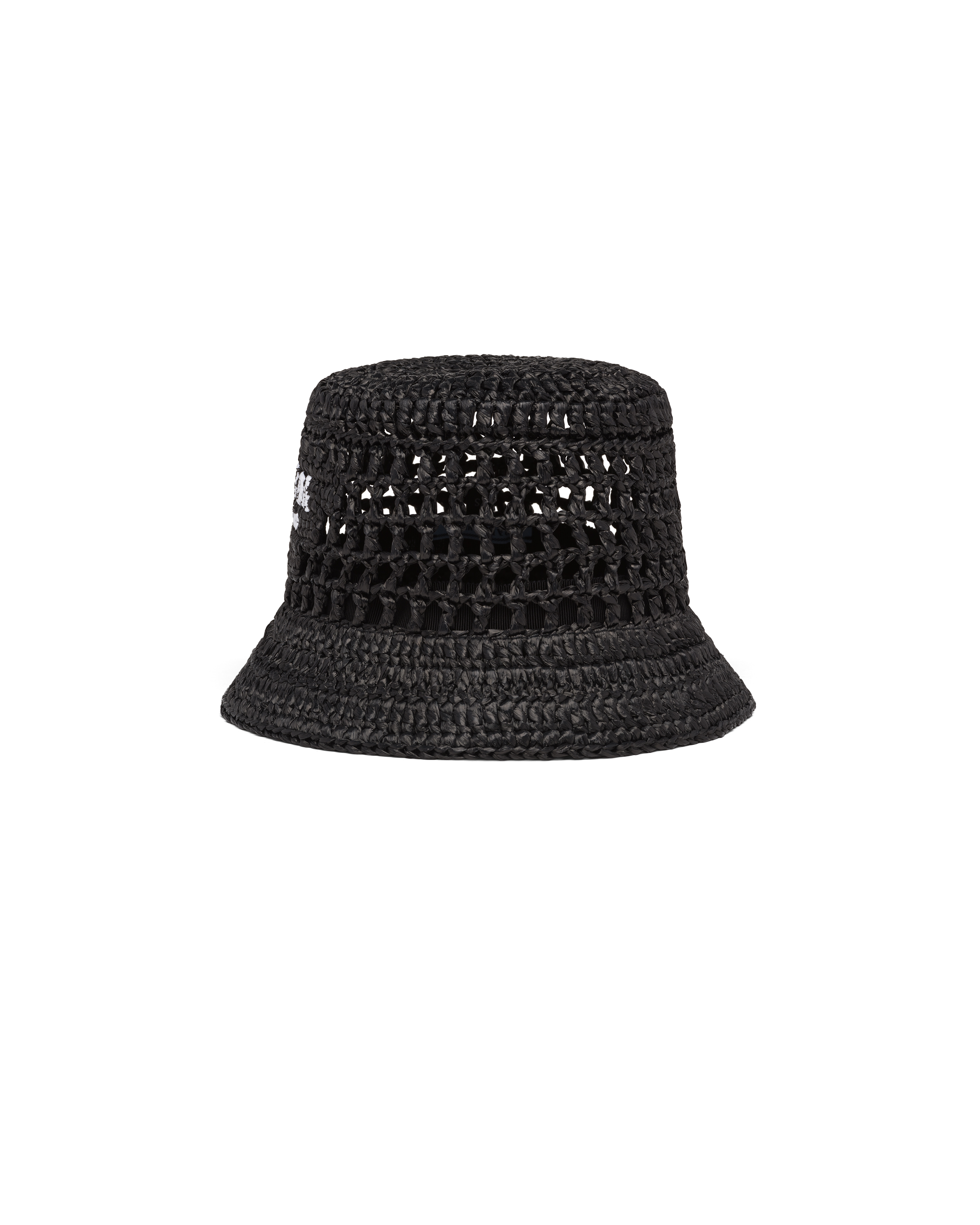 Prada Woven Fabric Bucket Hat In Black