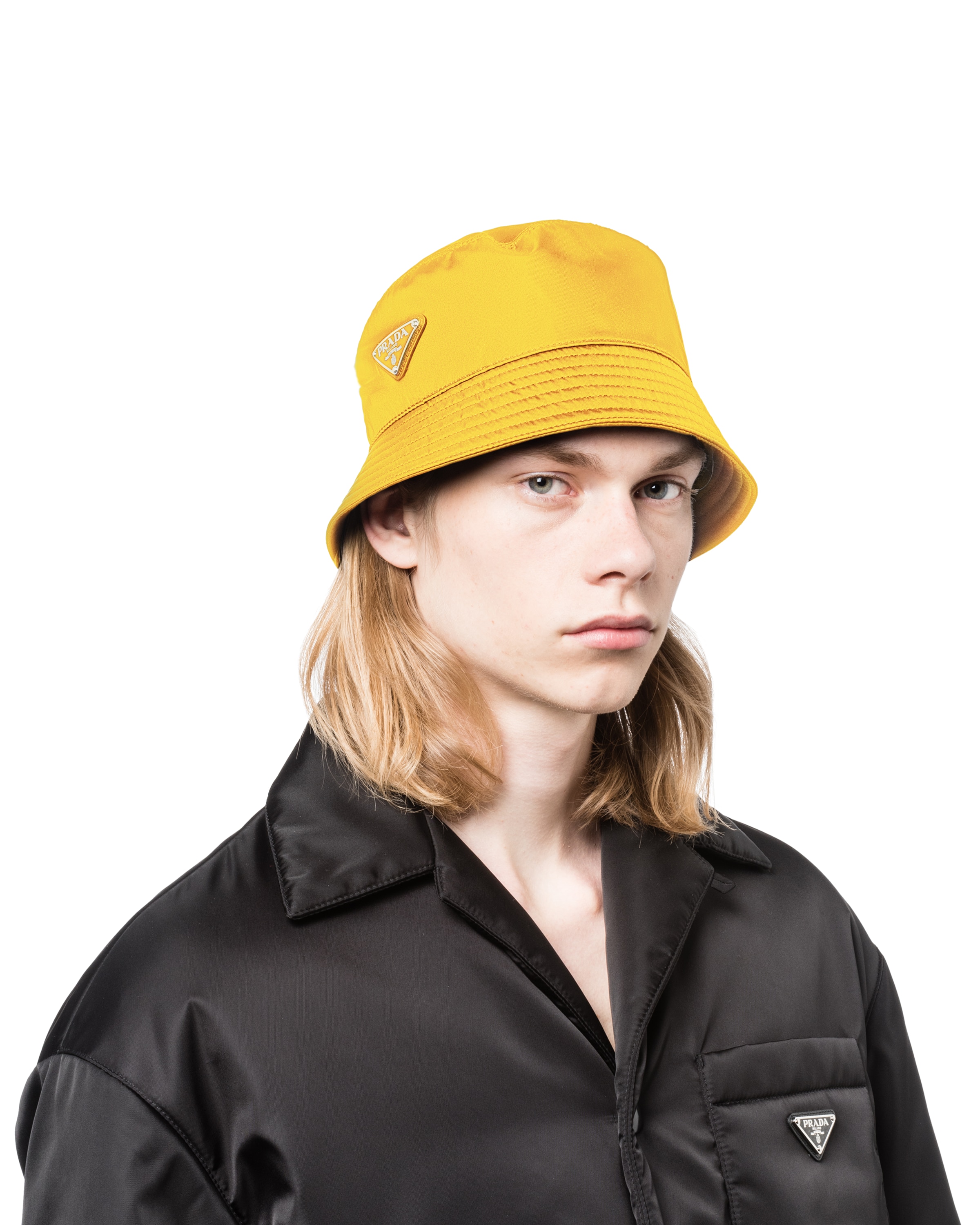 fluffy prada bucket hat