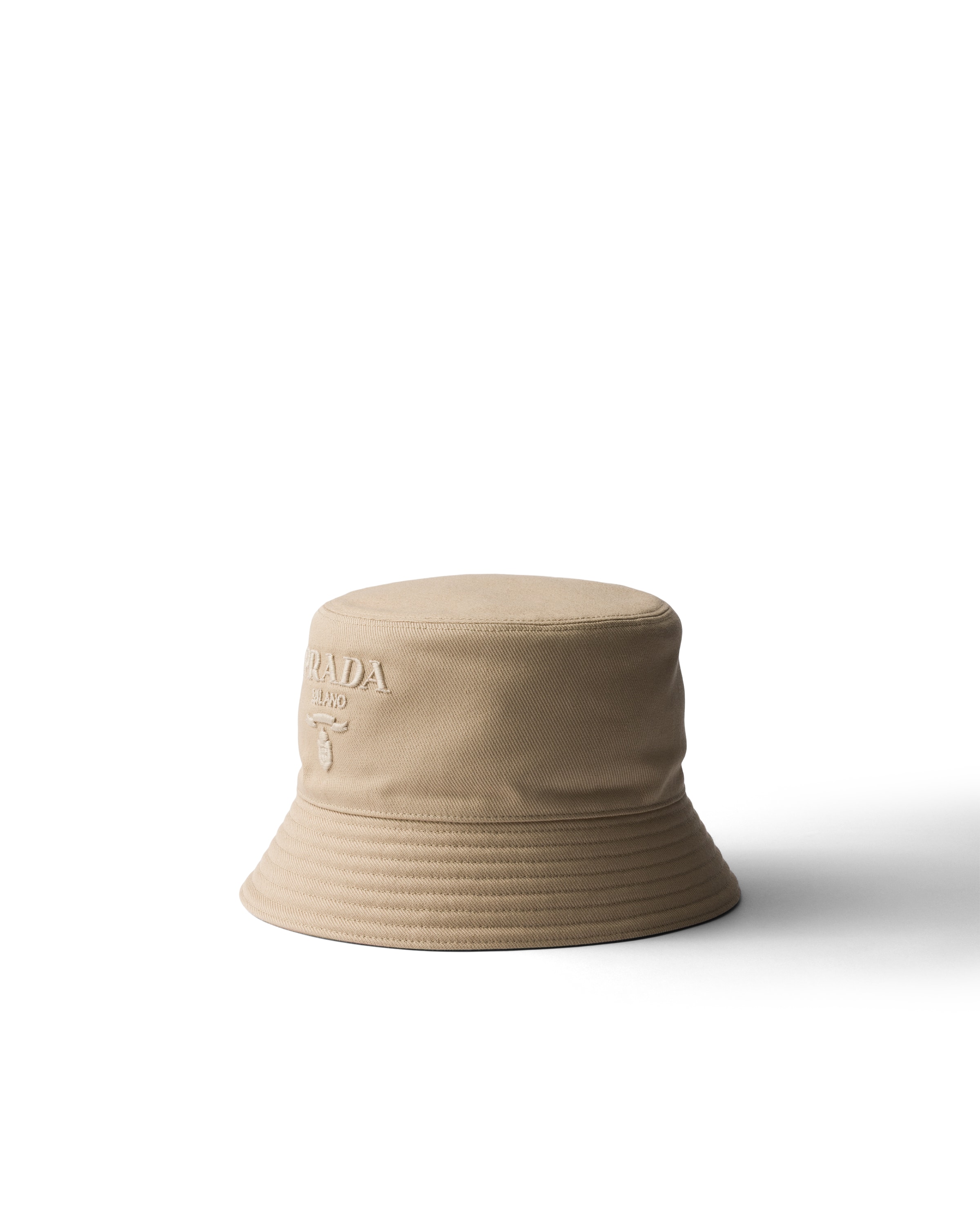 Prada Drill Bucket Hat, Man, Khaki, Size L