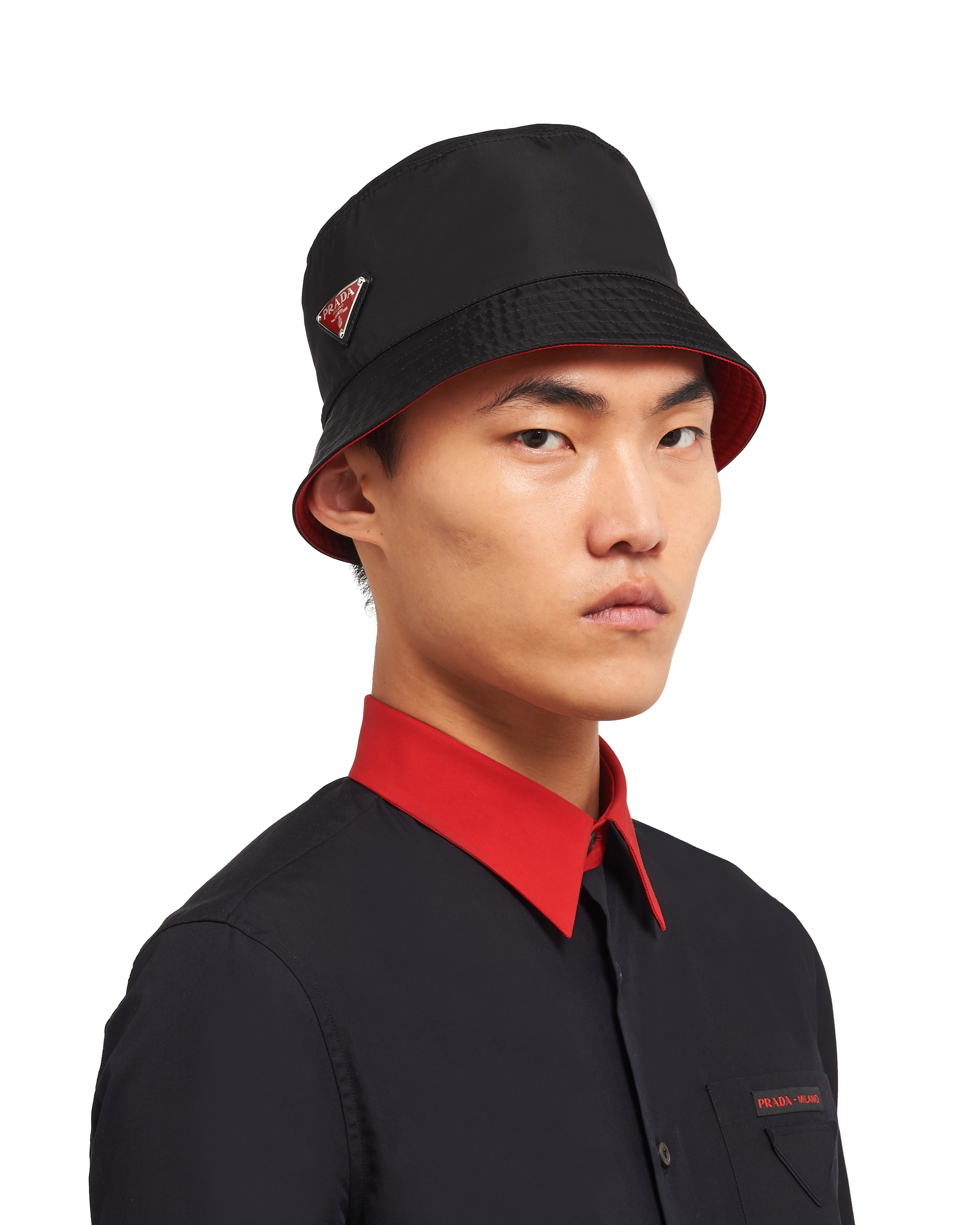 Black/red Nylon Bucket Hat | Prada