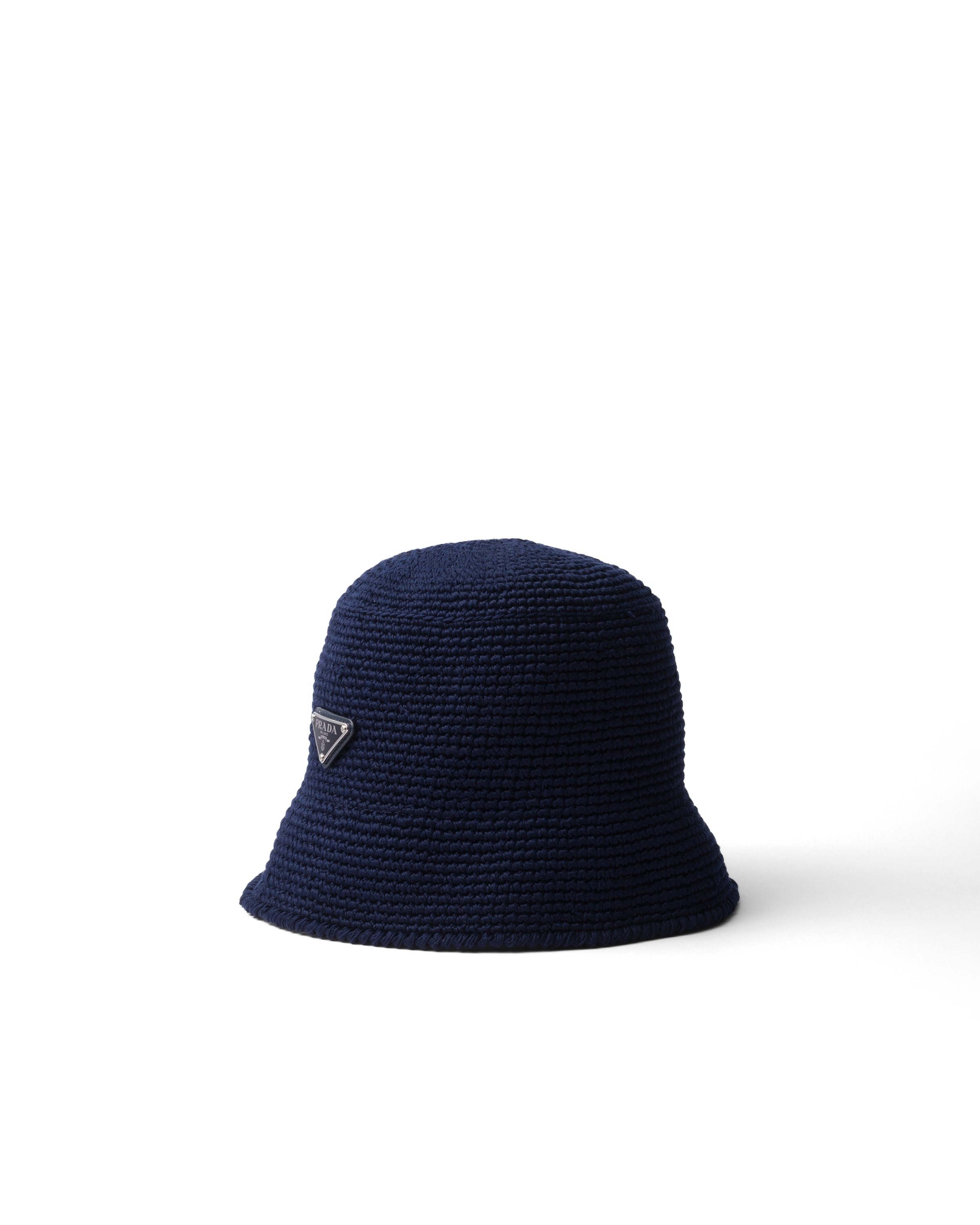 Prada Crochet Bucket Hat, Man, Navy, Size S