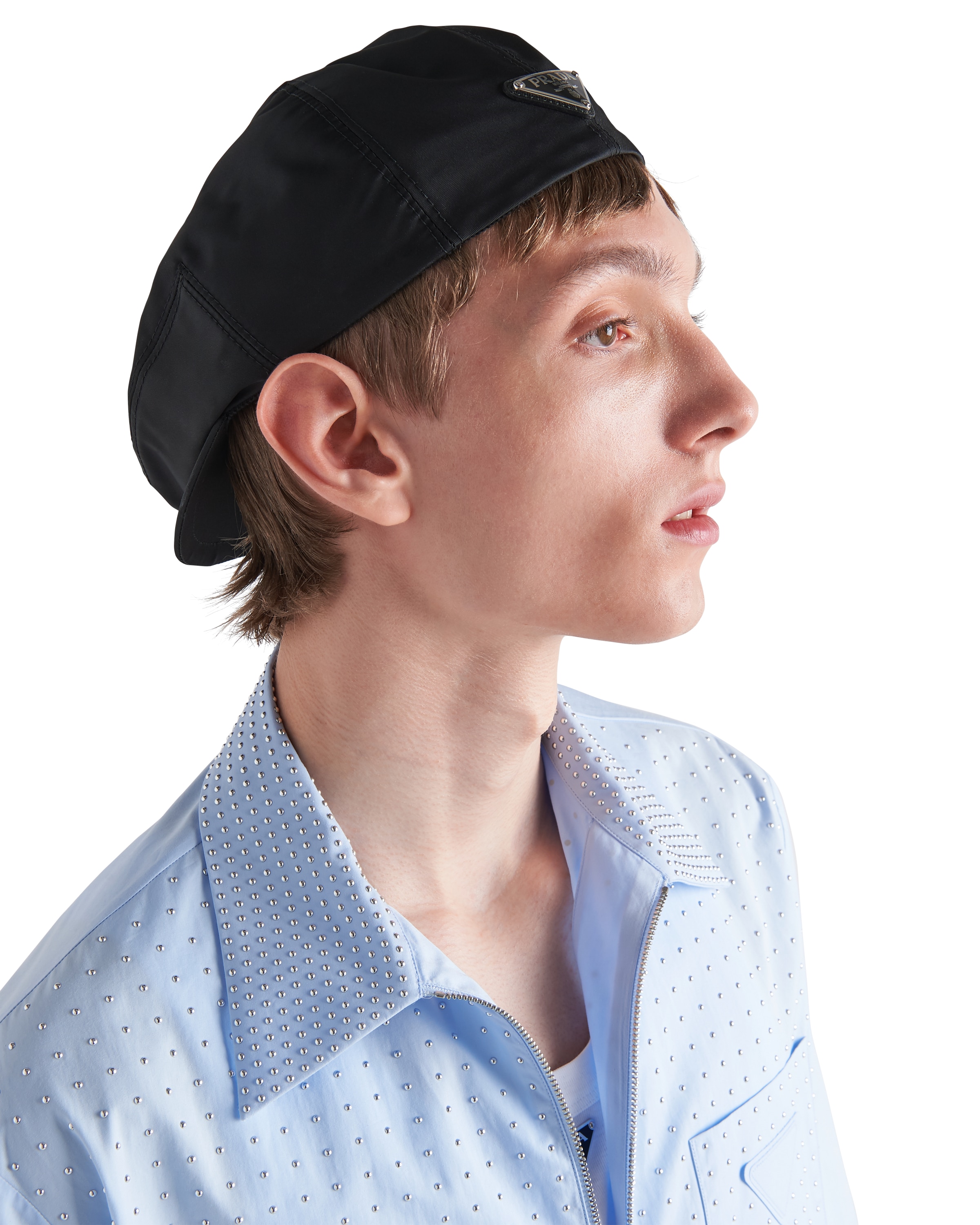 Prada Re-nylon Flat Cap In Black