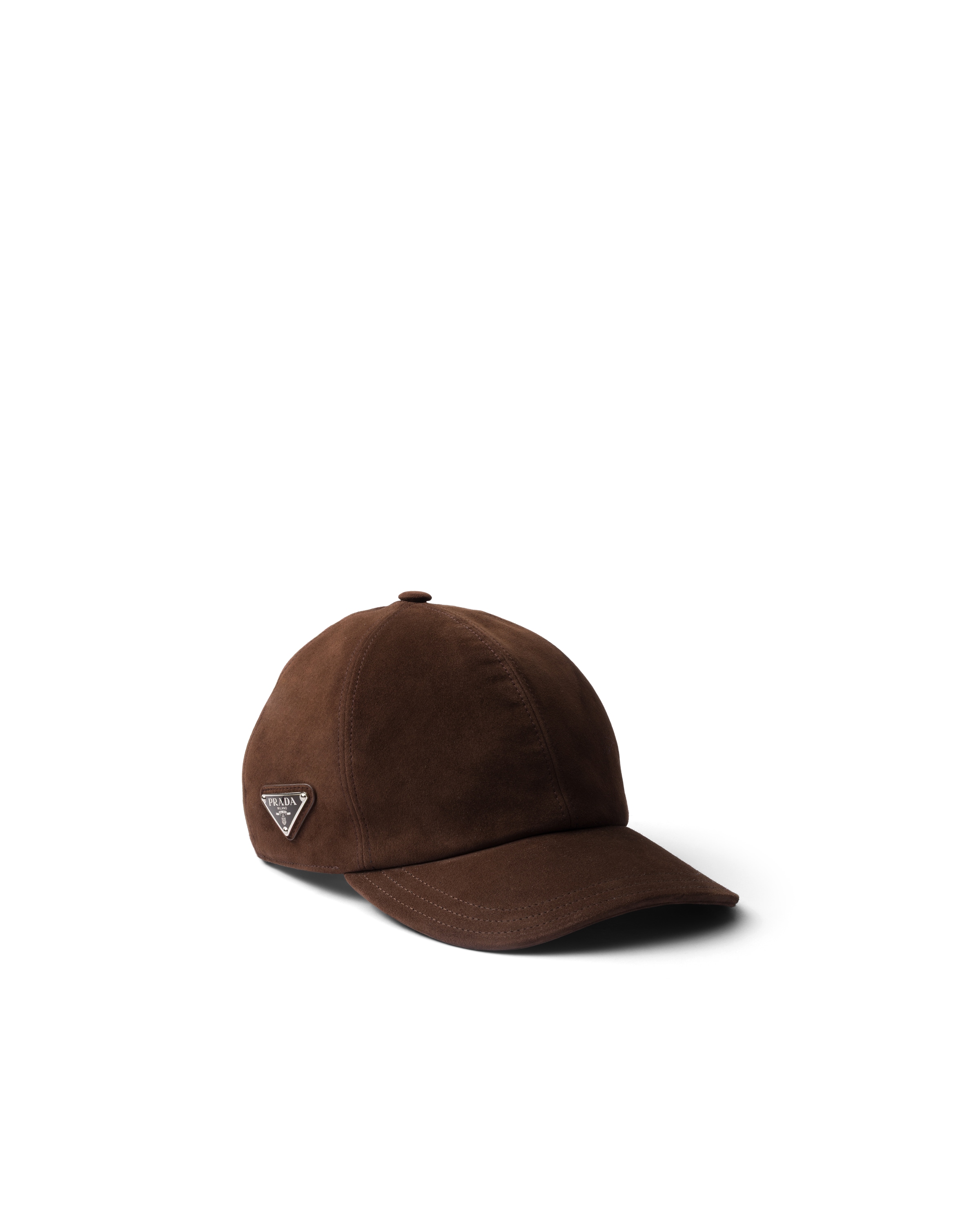 Prada Triangle-logo Suede Baseball Cap In Brown