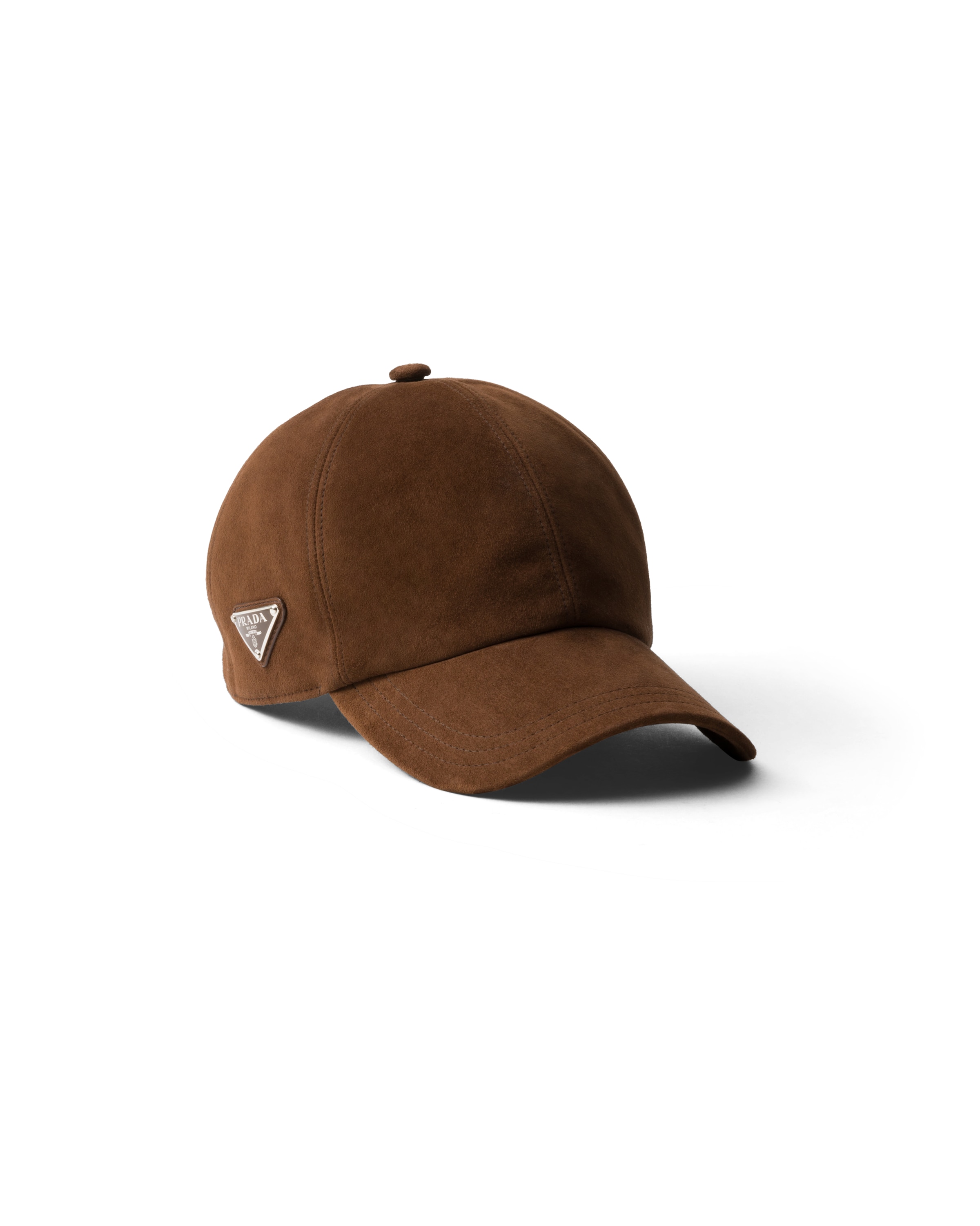 Prada Triangle-logo Suede Baseball Cap In Cocoa Brown