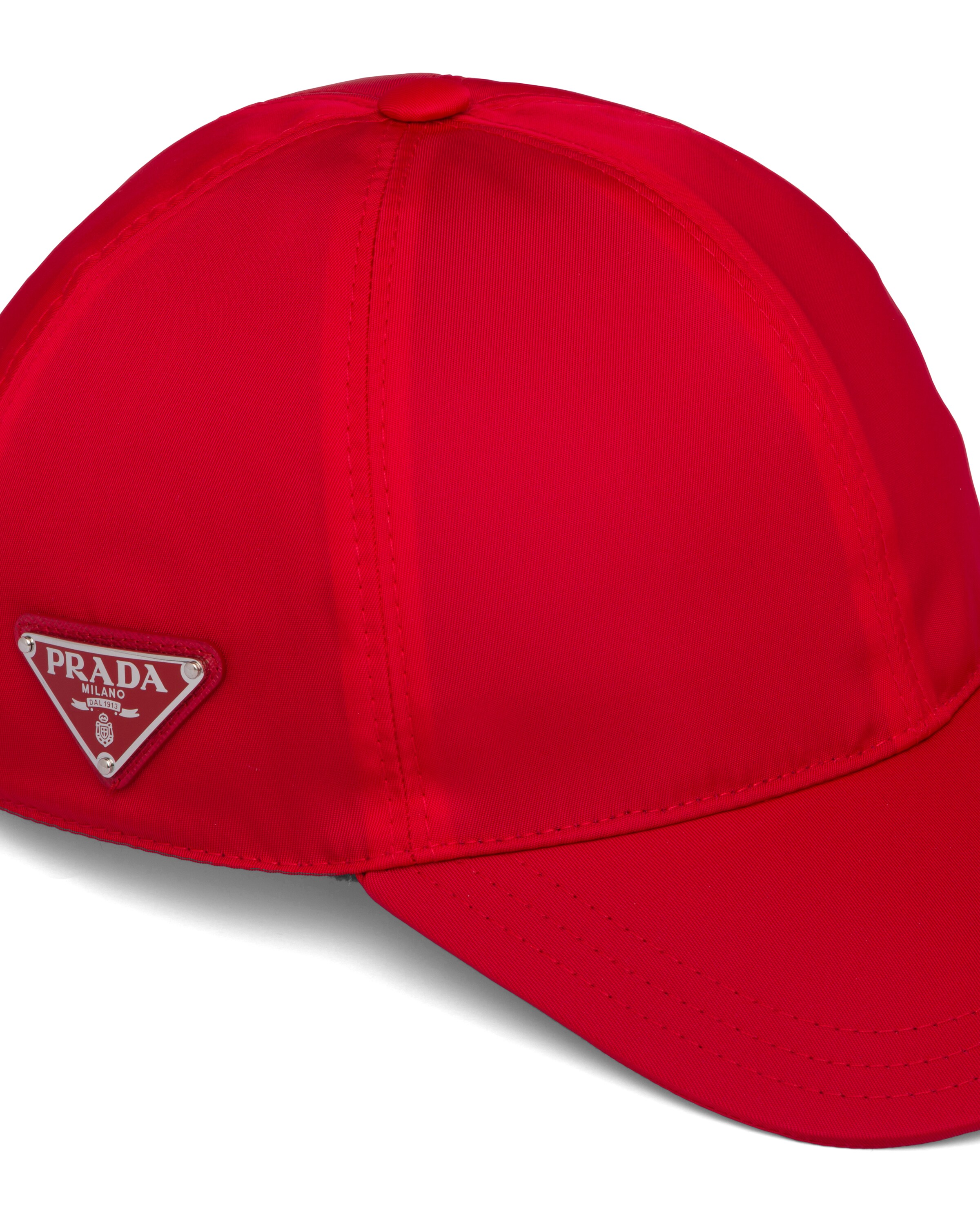 Red Nylon Baseball Cap Prada