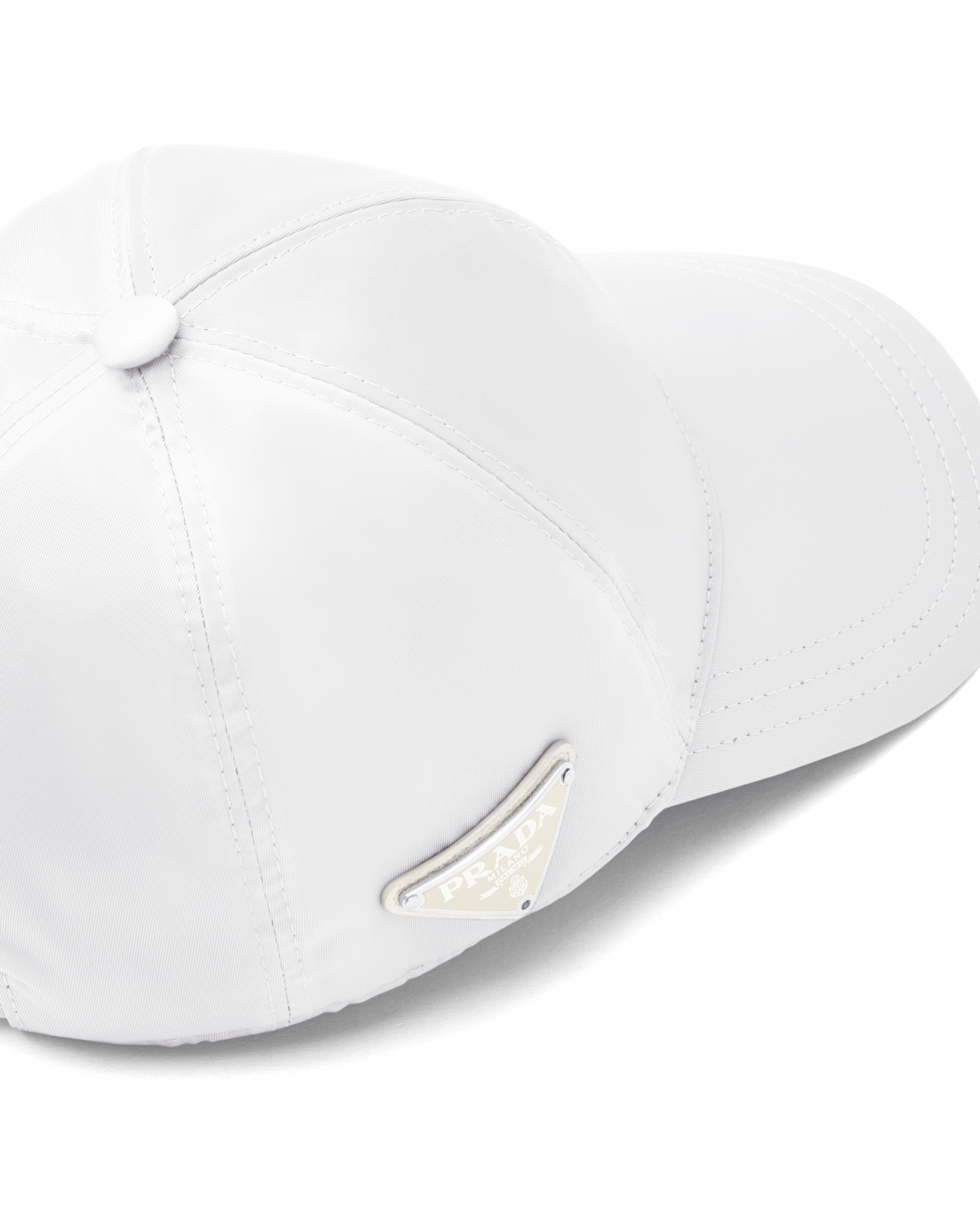 Prada Triangle-logo Baseball Cap In White