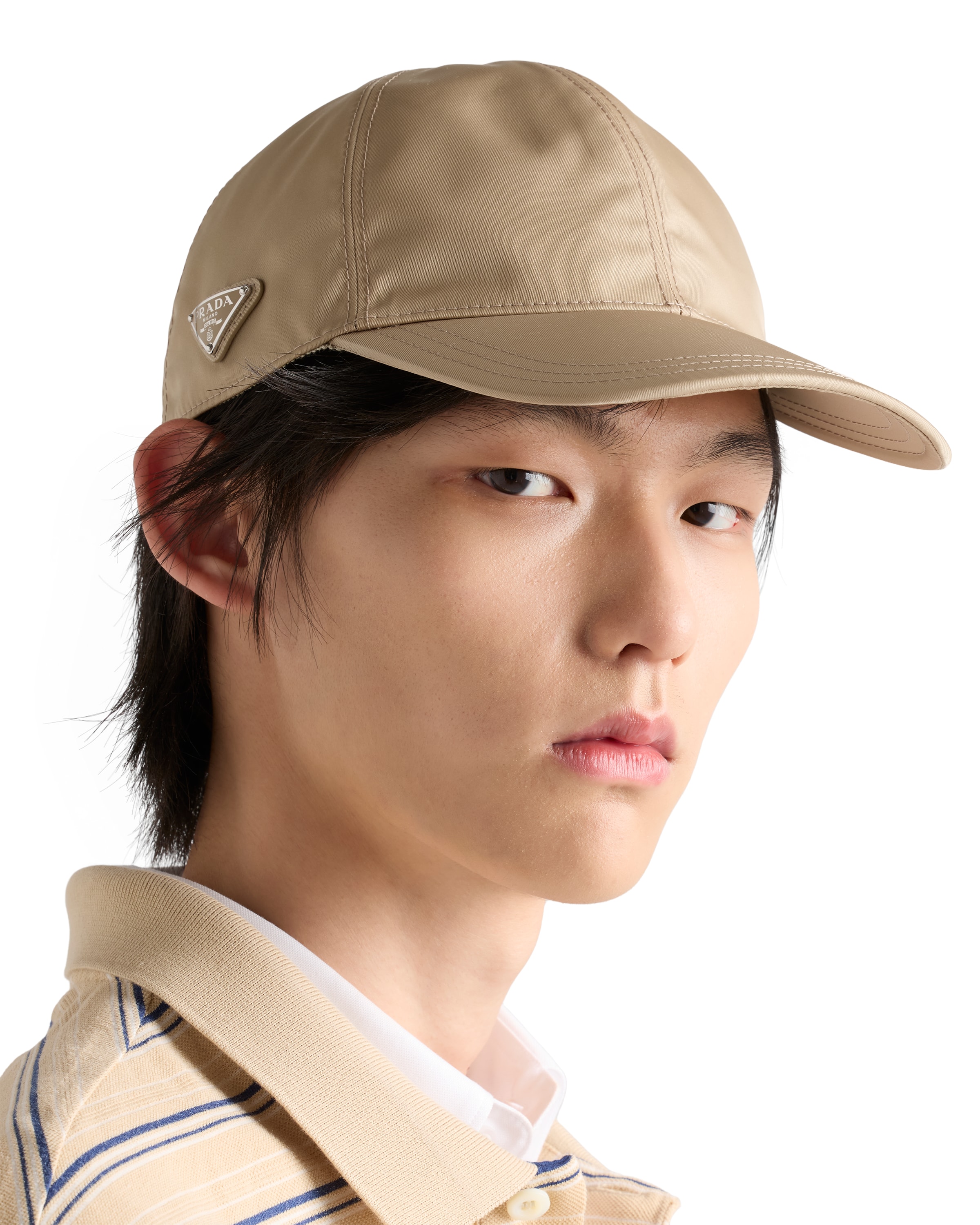 Prada Technical Fabric Baseball Cap In Brown