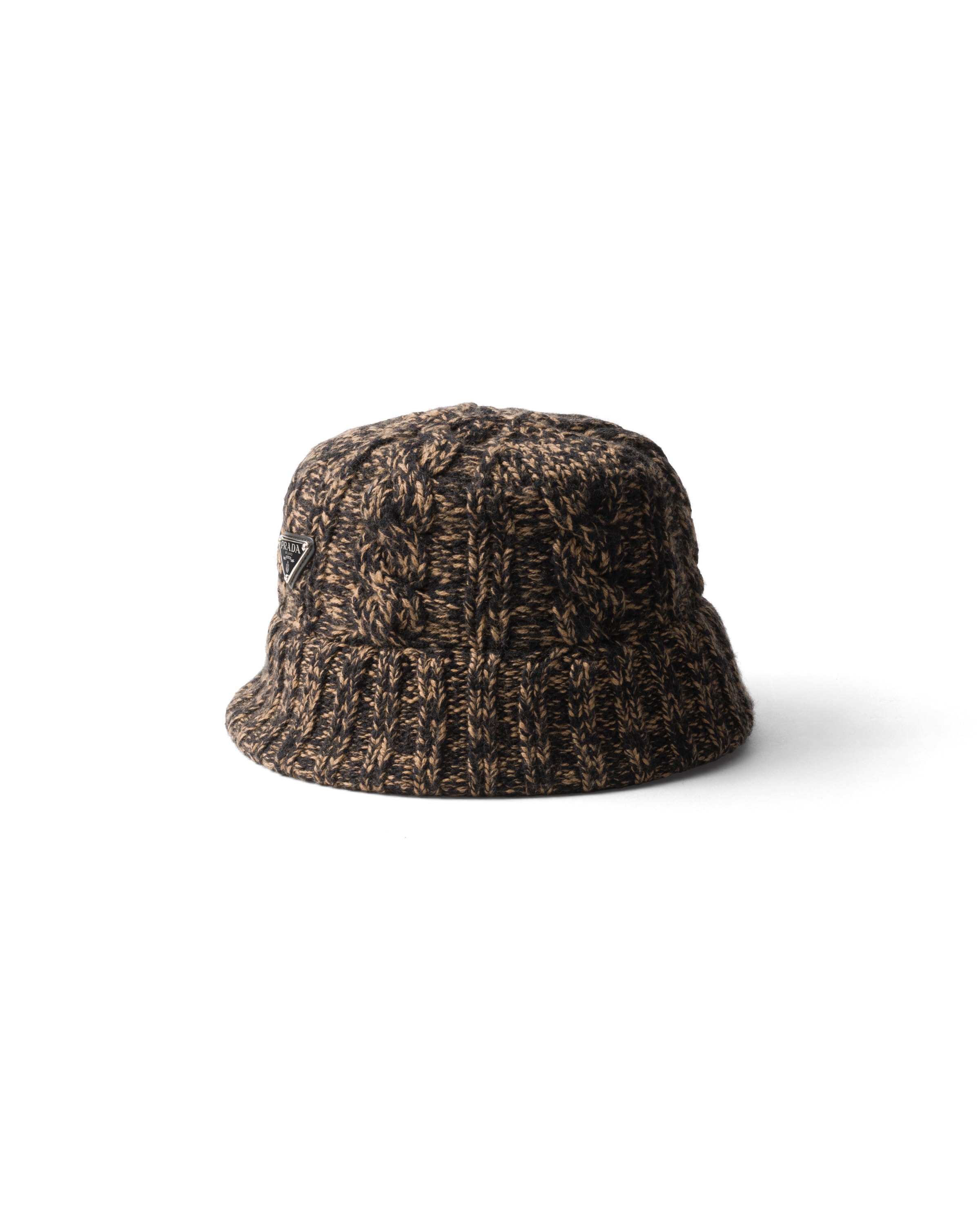 Prada Mélange Wool Bucket Hat, Man, Black/camel, Size M