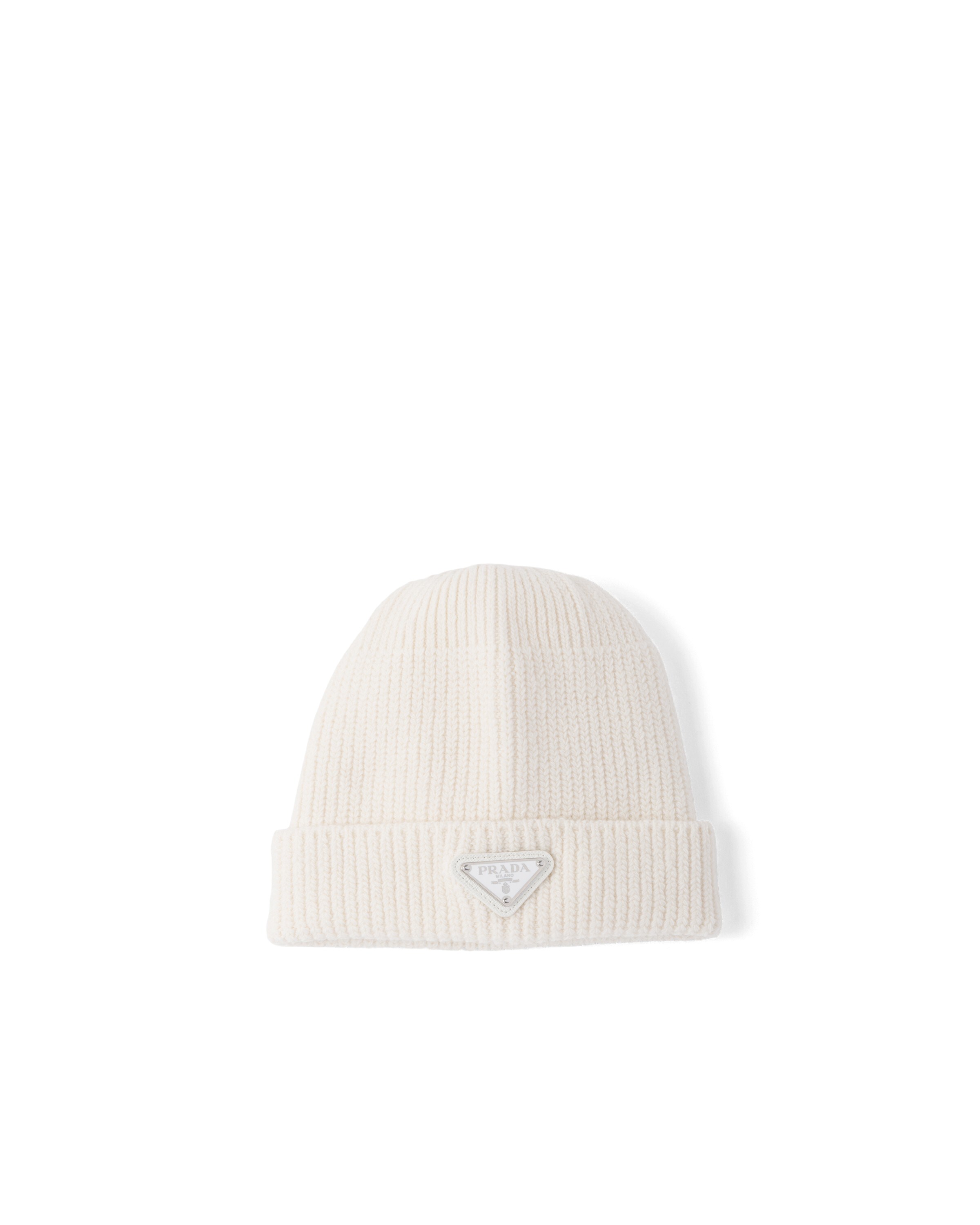 Prada Men's Wool And Cashmere Beanie In White | ModeSens