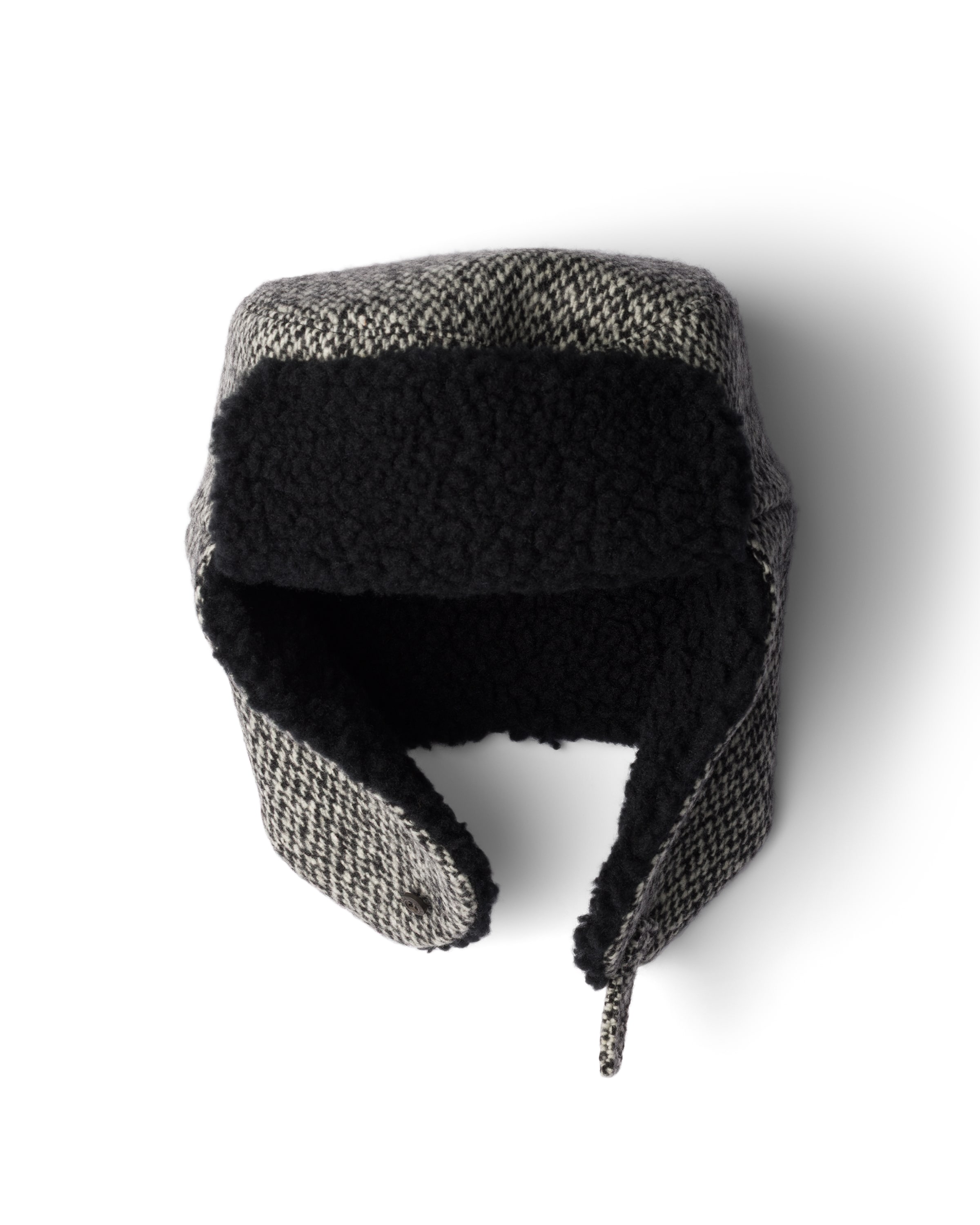 Prada Houndstooth Fleece-trapper Hat In Multi