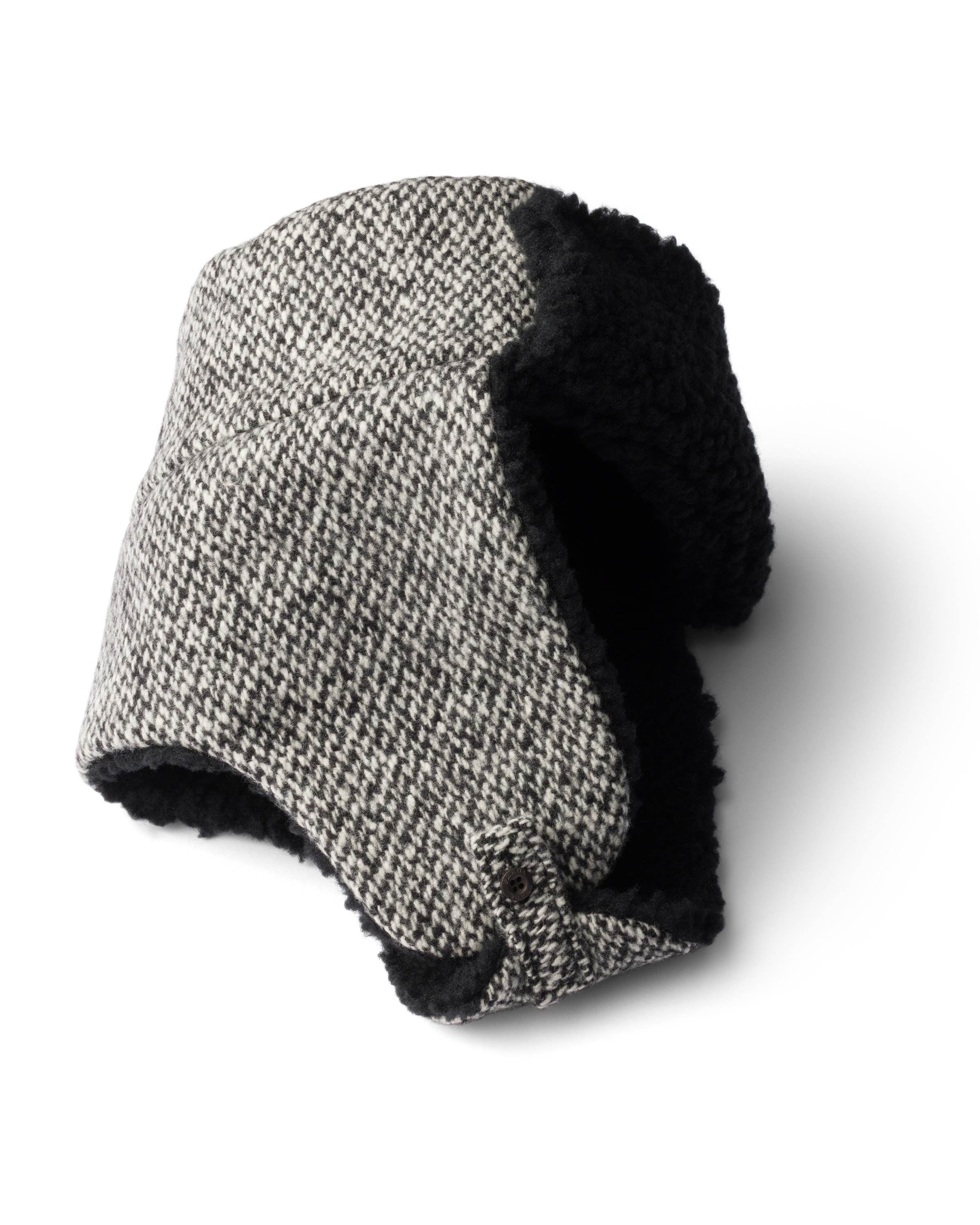 Prada Houndstooth Fleece-trapper Hat In Multi