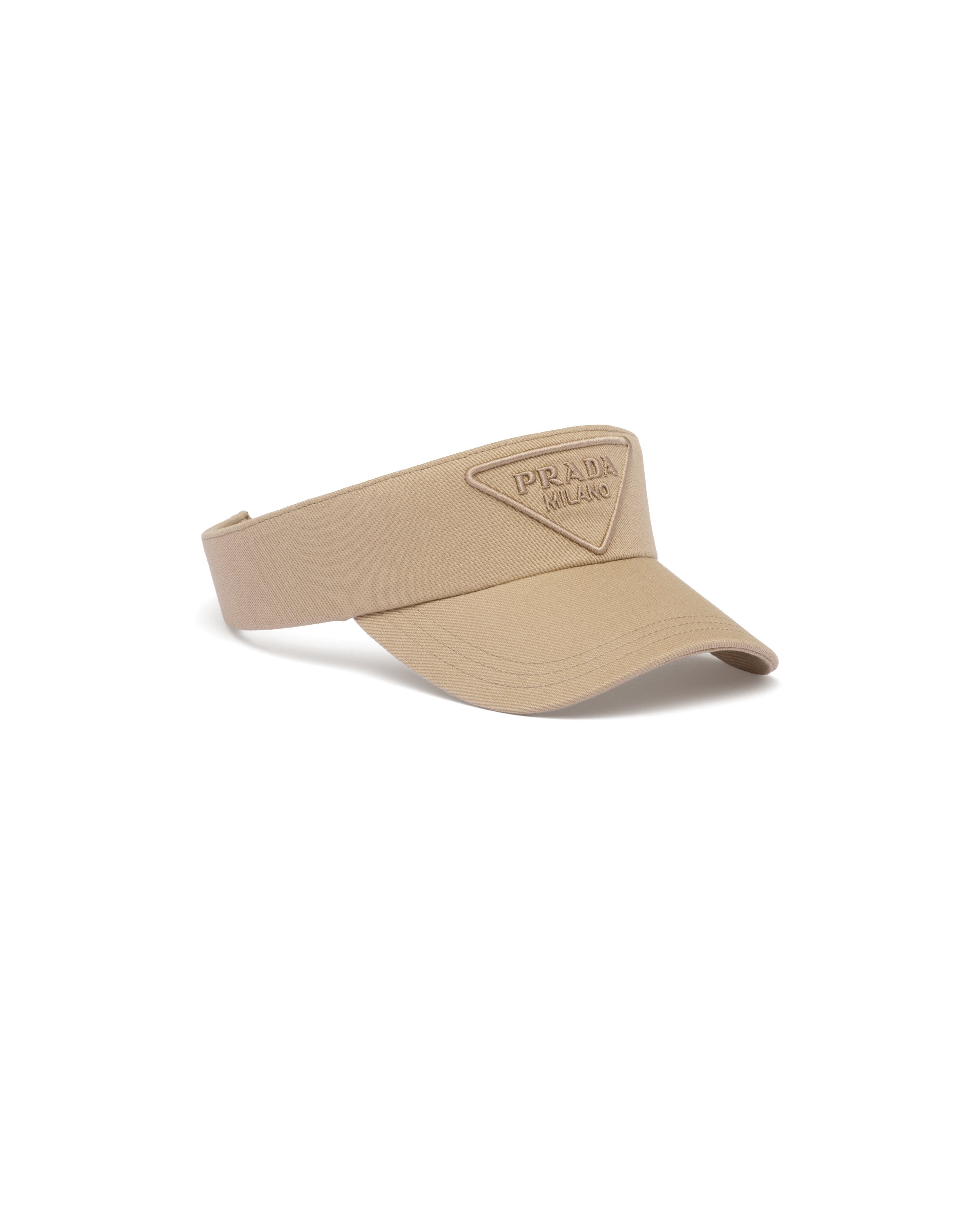 Prada Drill Logo embroidered Visor In Khaki ModeSens