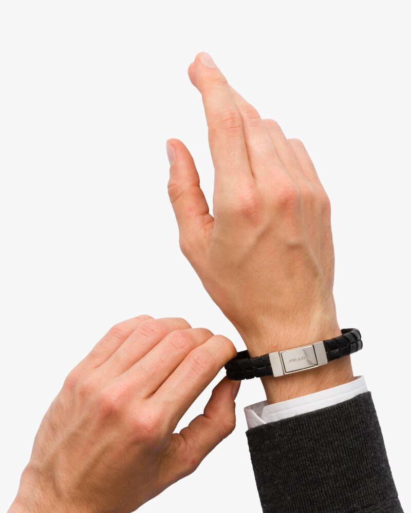 prada braided leather bracelet