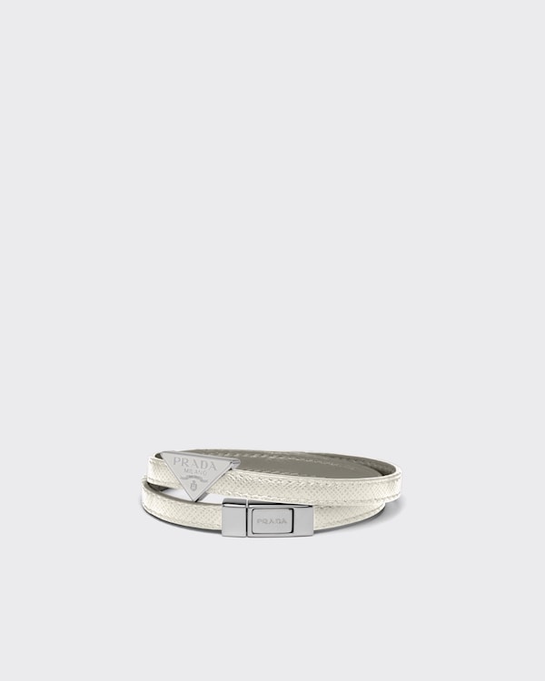 Saffiano Leather Bracelet - Chalk White Saffiano Leather Bracelet - Chalk White