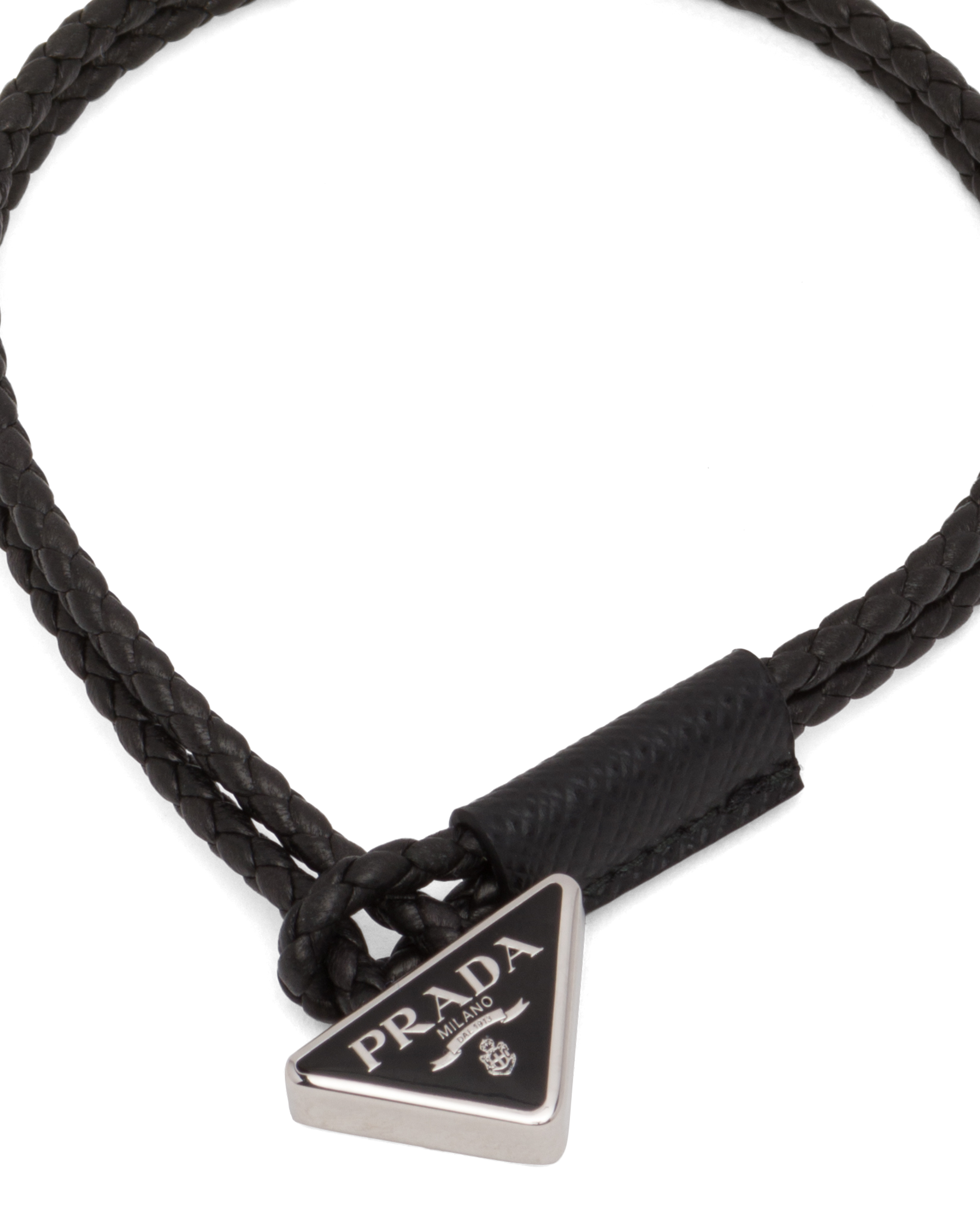 Black Braided nappa leather bracelet | Prada