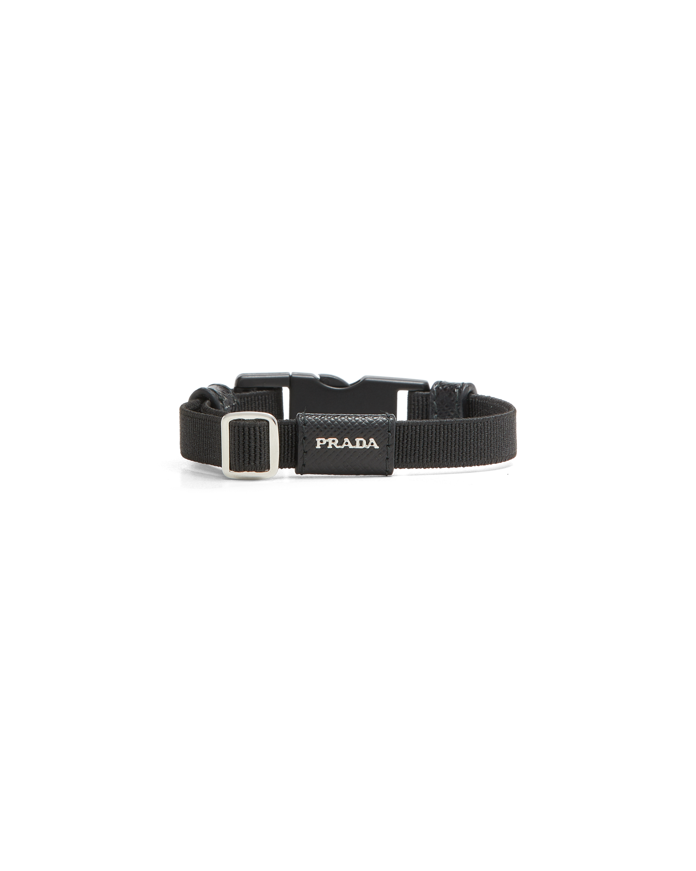 Prada Elasticized Bracelet With Side-release Buckle In Black