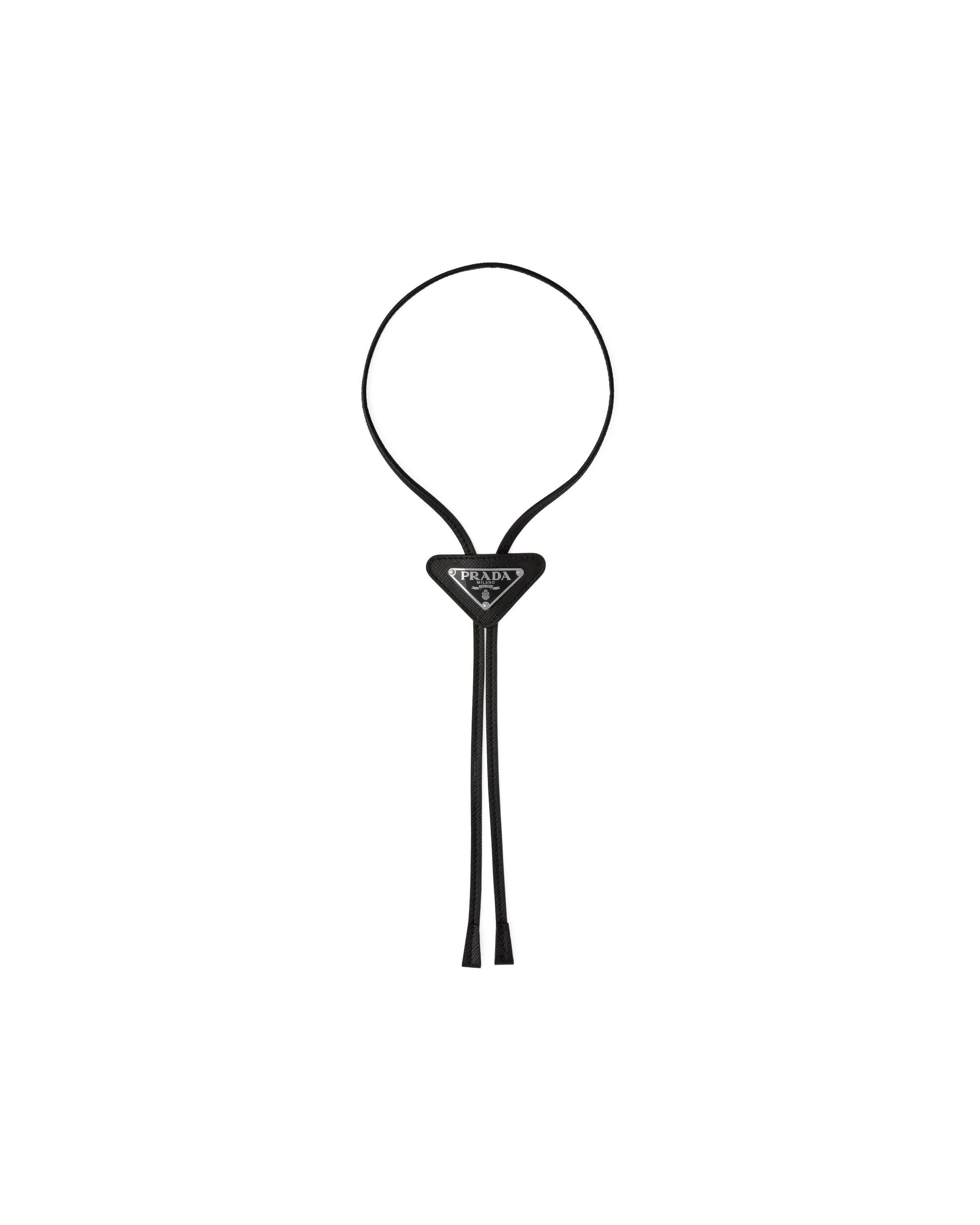 Prada Bolo Tie Aus Saffiano-leder In Black