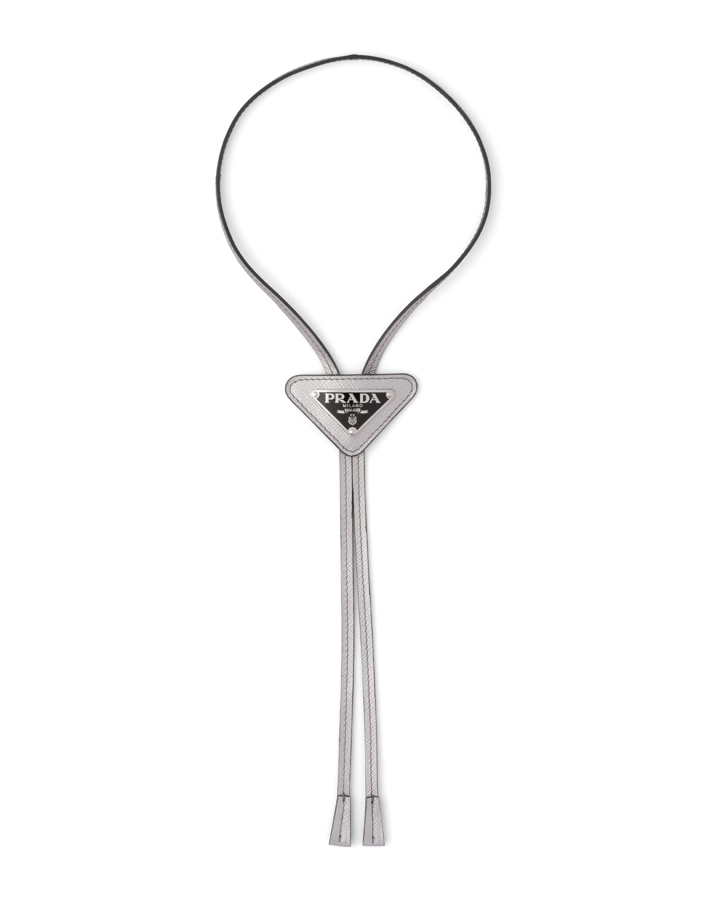 Chrome Saffiano Leather Bolo Tie | Prada