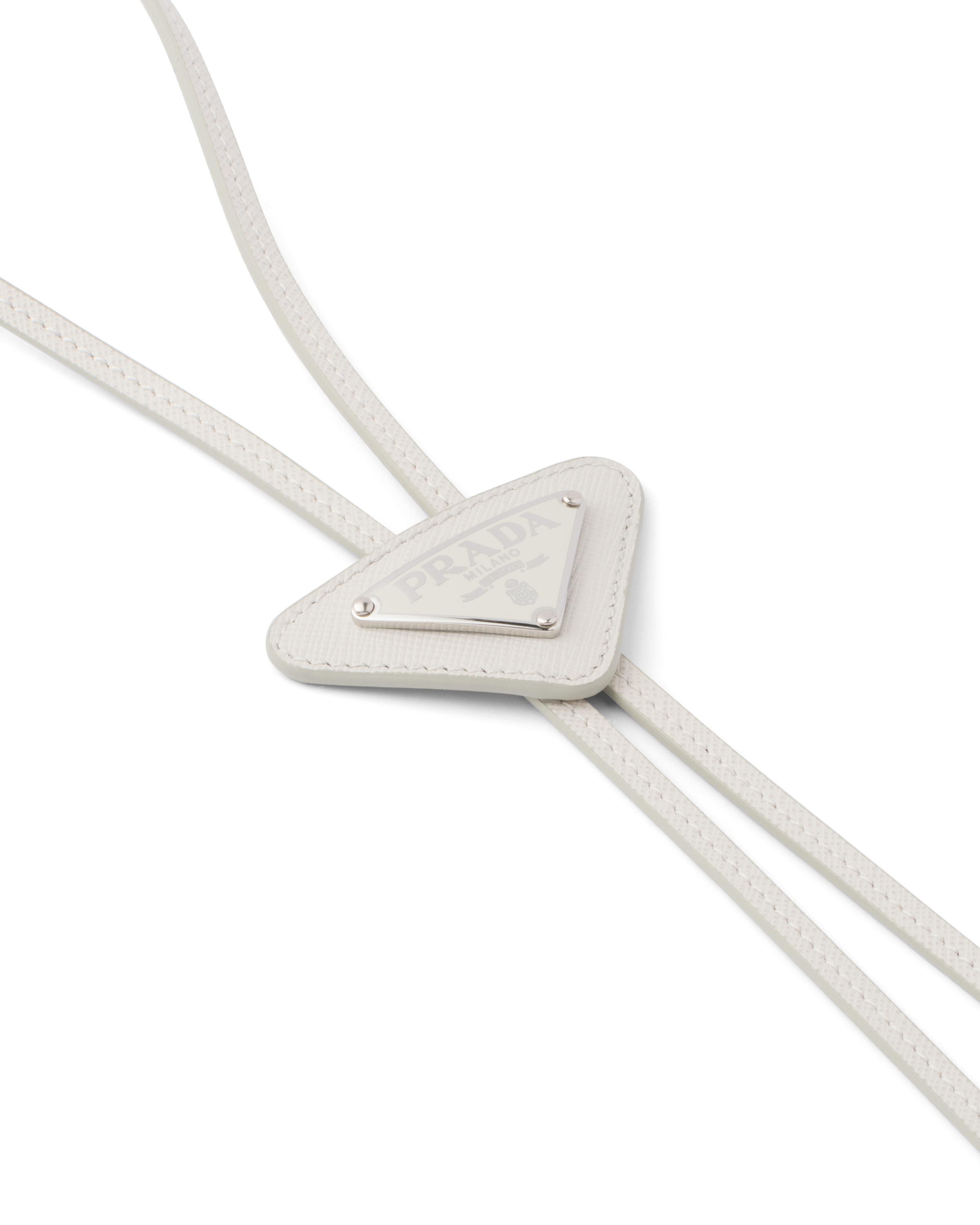 Chalk White Saffiano Leather Bolo Tie