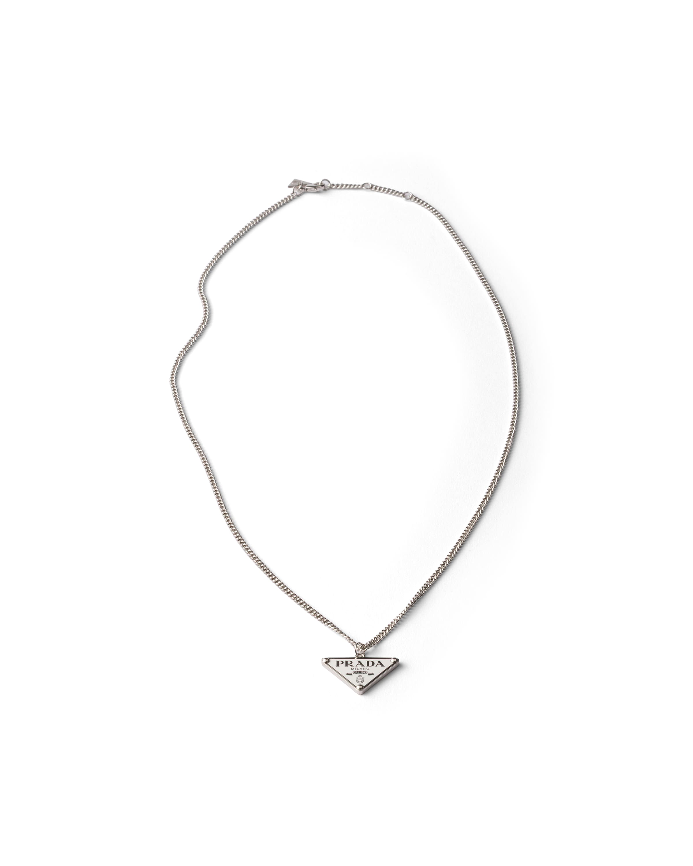 Prada Collar De Metal Esmaltado, Hombre, Gris Acero/blanco