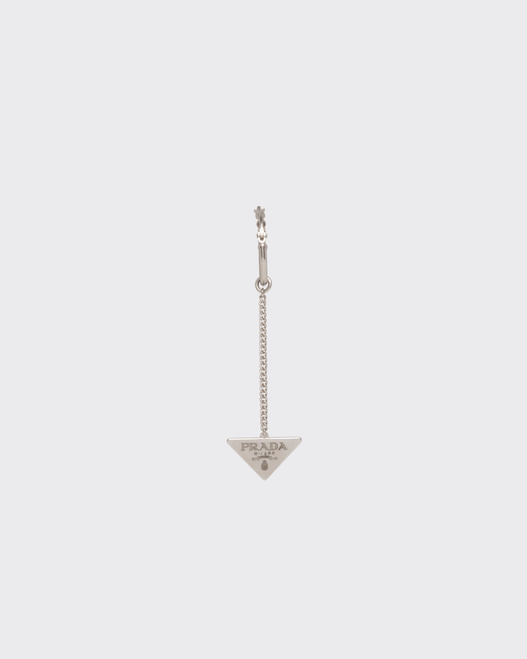 Silver Prada Symbole Single Pendant Earring PRADA