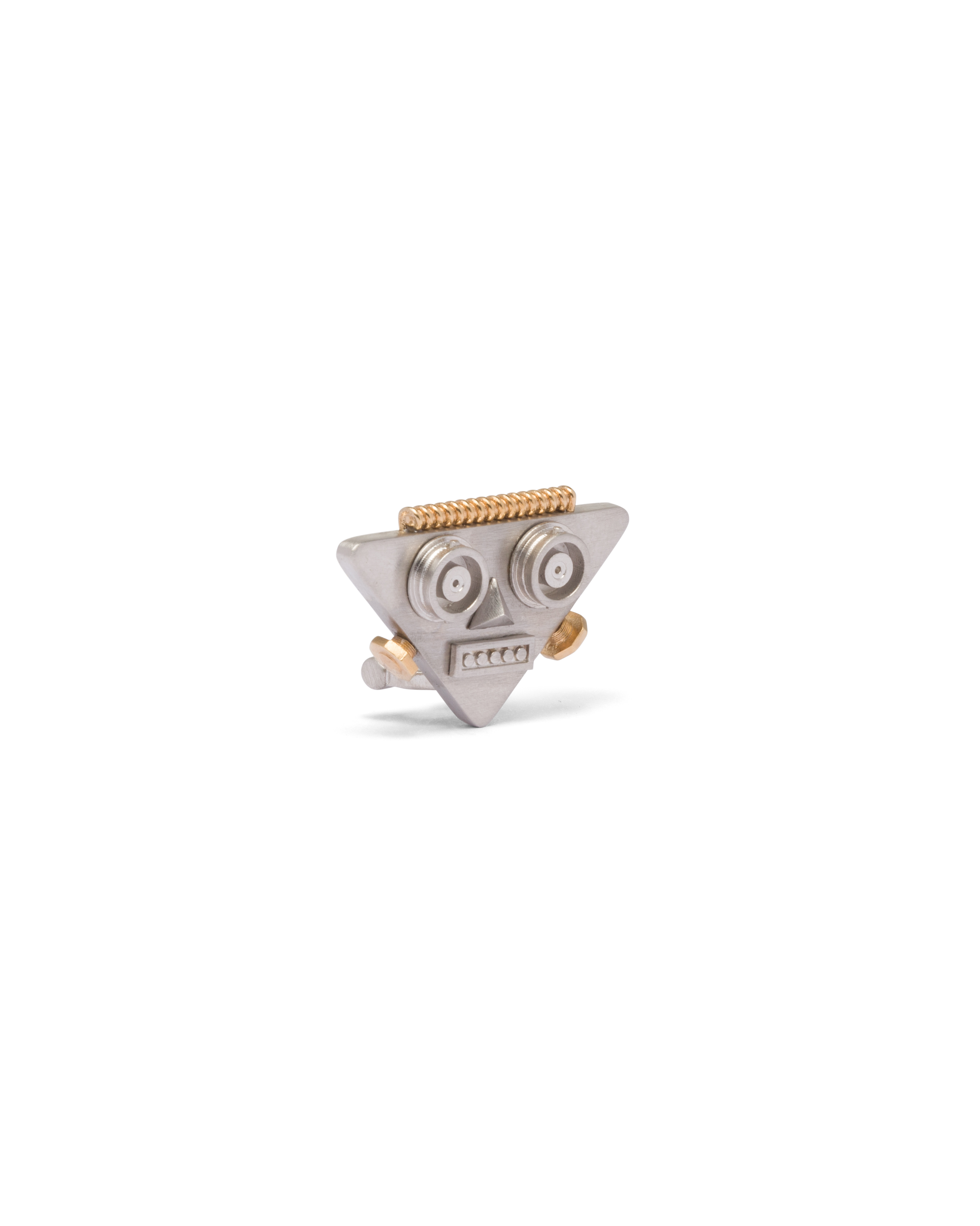 Prada Left Earring With Robot Jewels Pendant In Silver