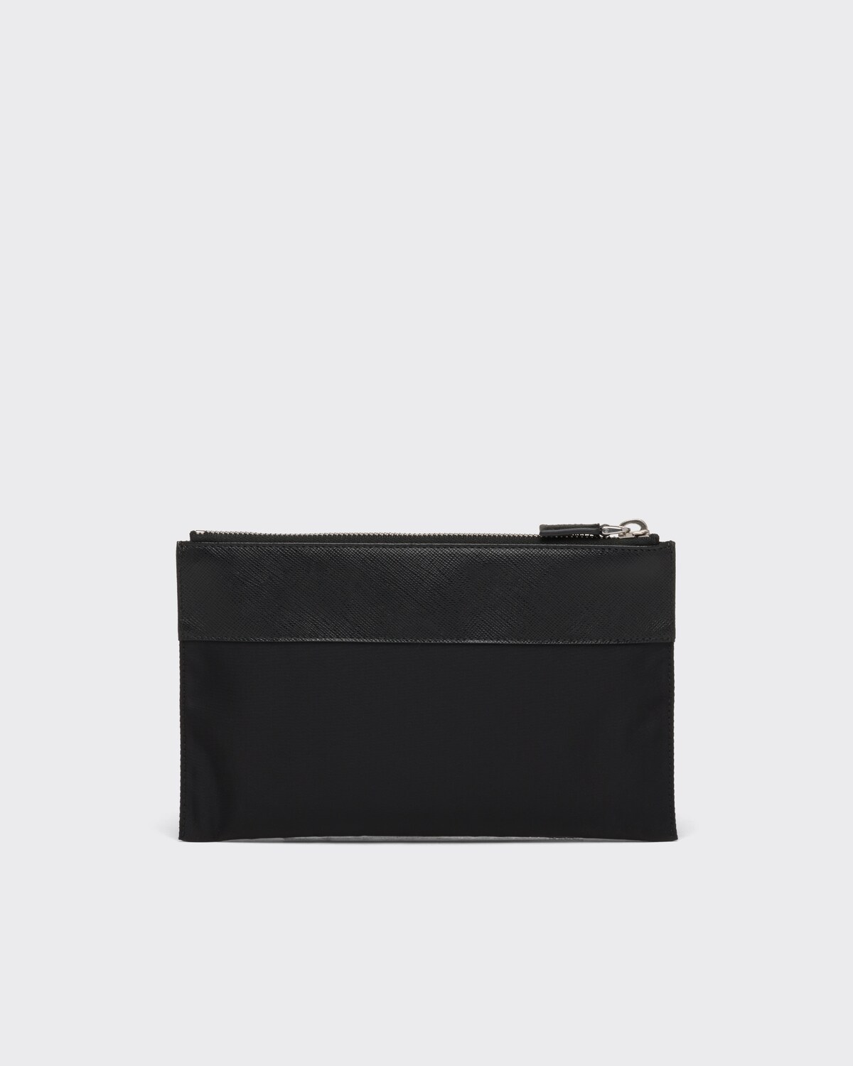 Black Renylon And Saffiano Leather Pouch Wallet PRADA