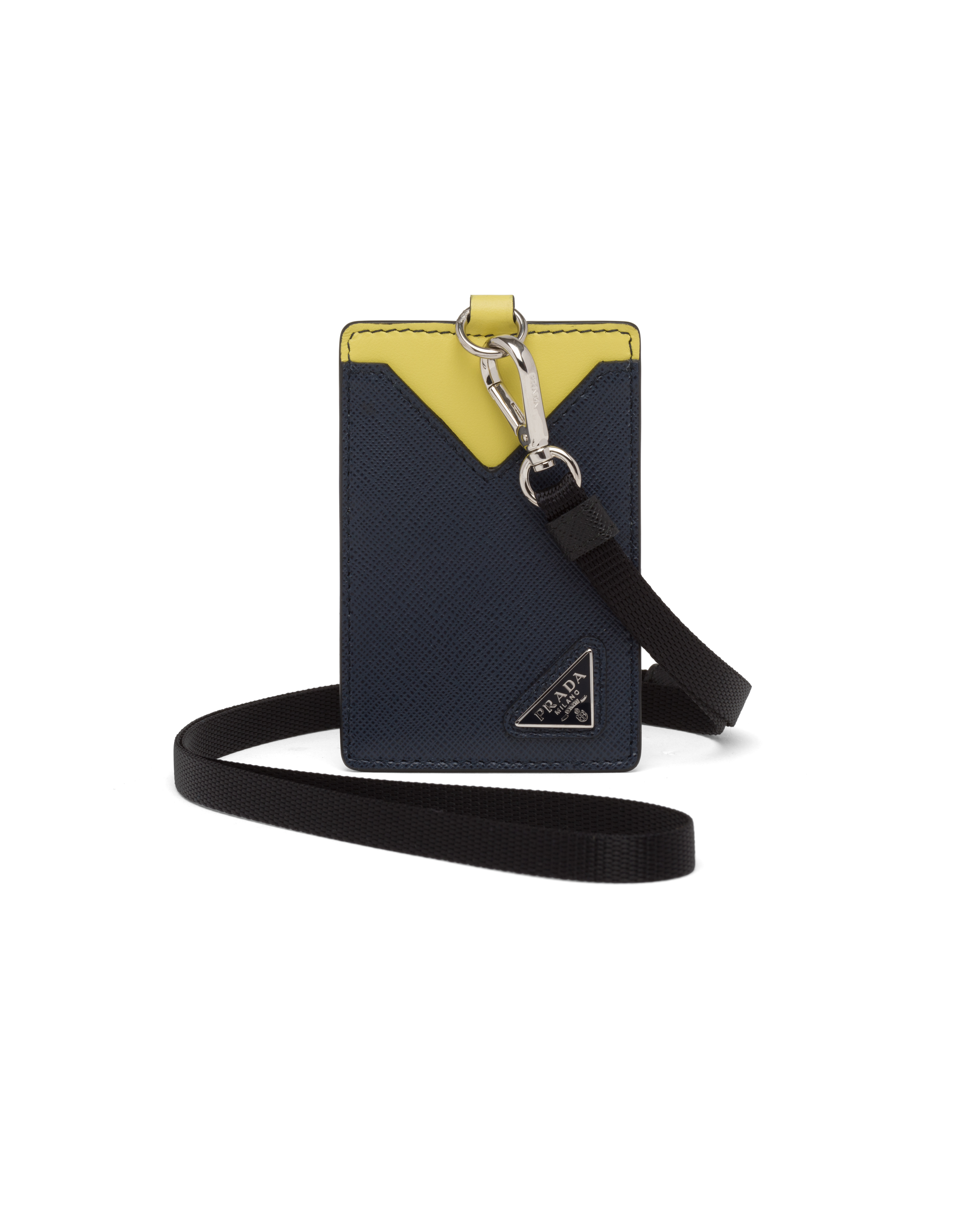 prada saffiano leather badge holder