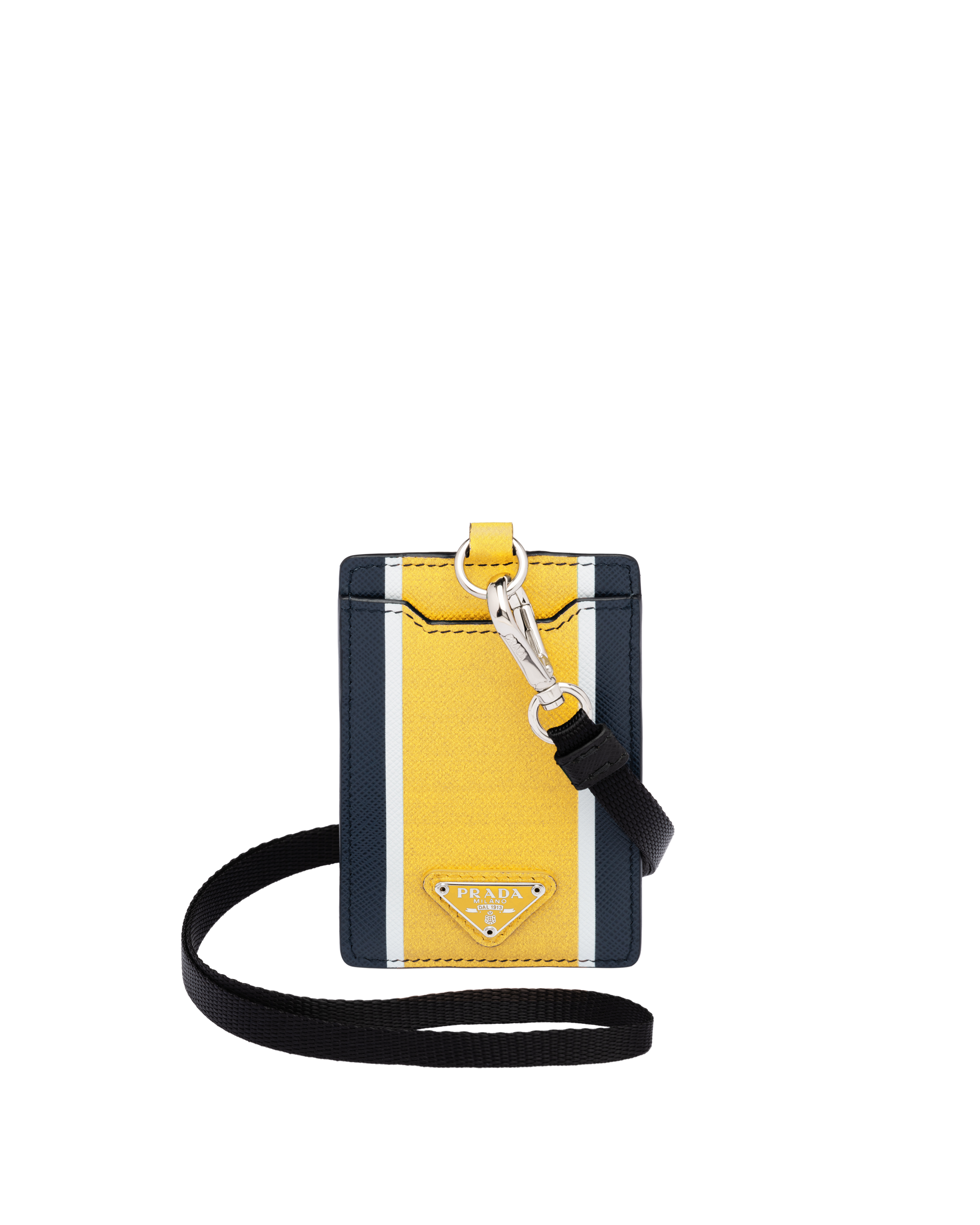 prada saffiano leather badge holder