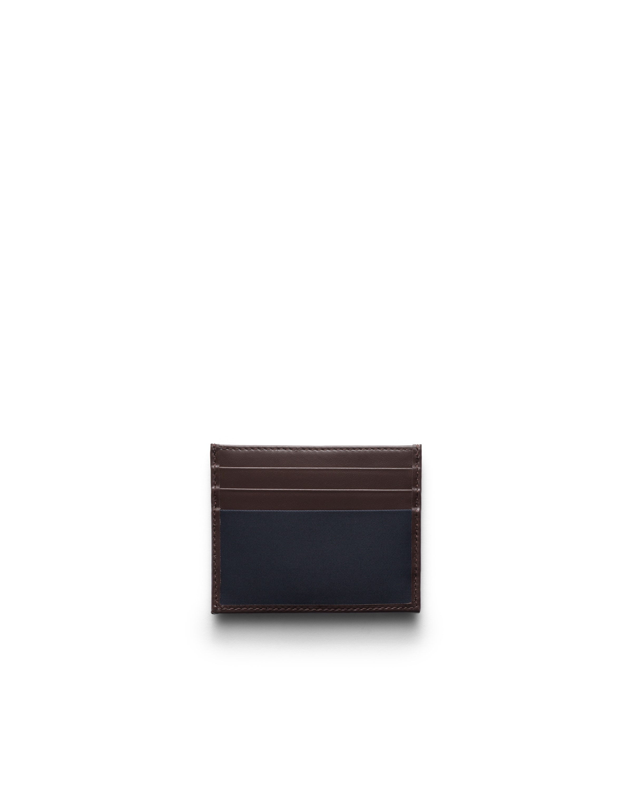 Prada Leather Card Holder Featuring Contrast Panel In Blue