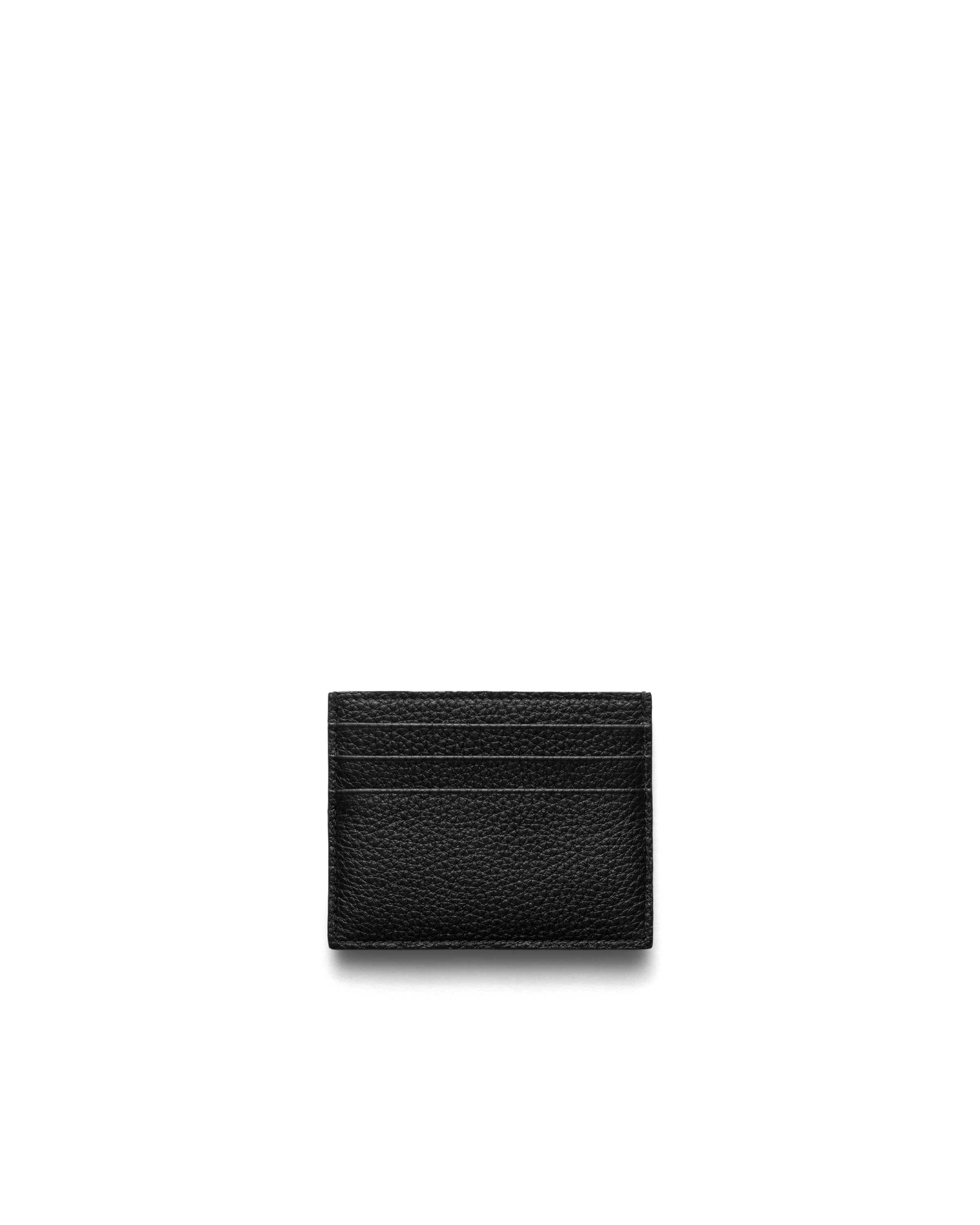 Prada Triangle Logo Leather Cardholder In Black