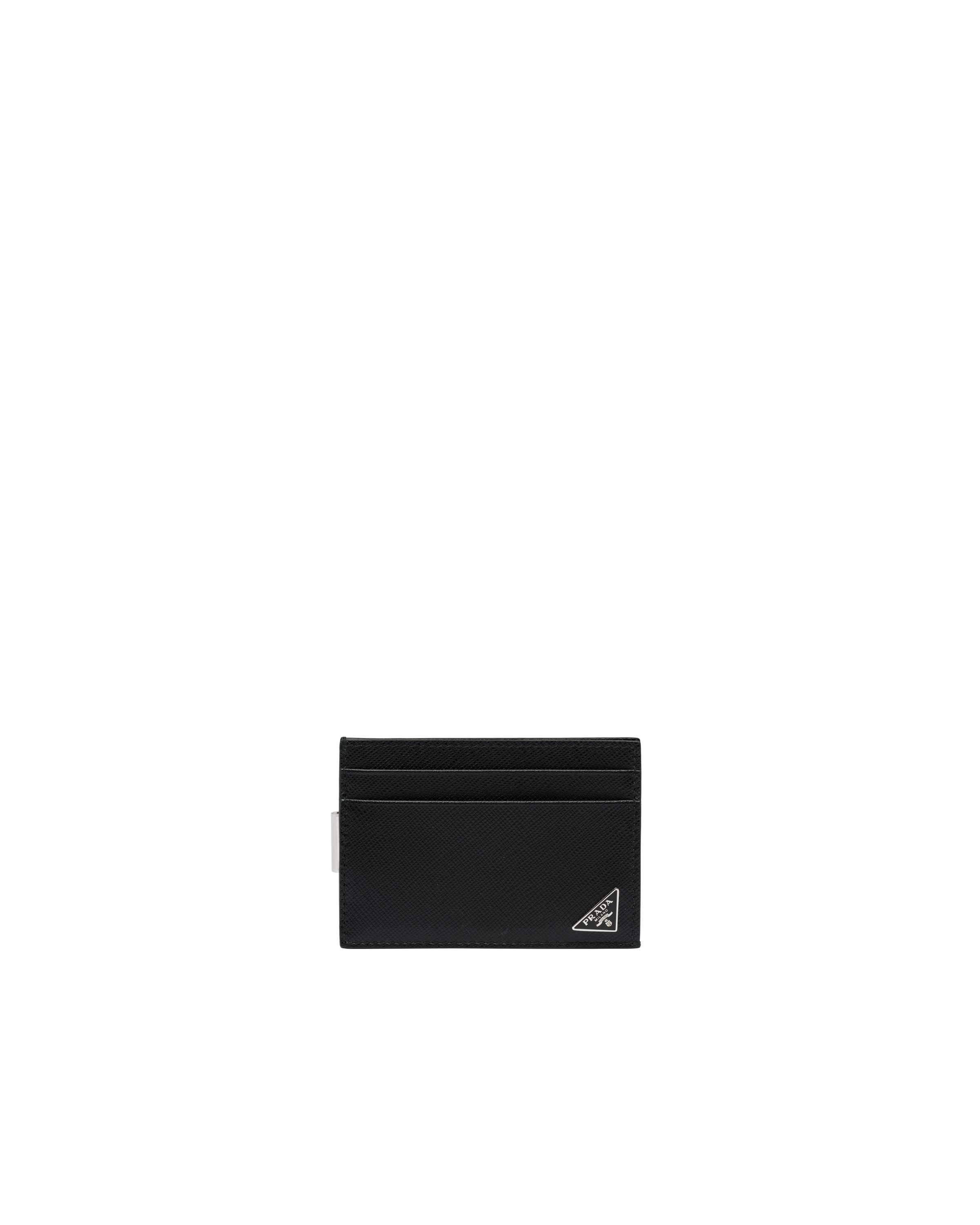 Prada Saffiano Leather Card Holder In Black