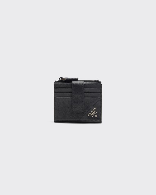 tafel Ongehoorzaamheid Herhaald Black Saffiano Leather Card Holder | Prada