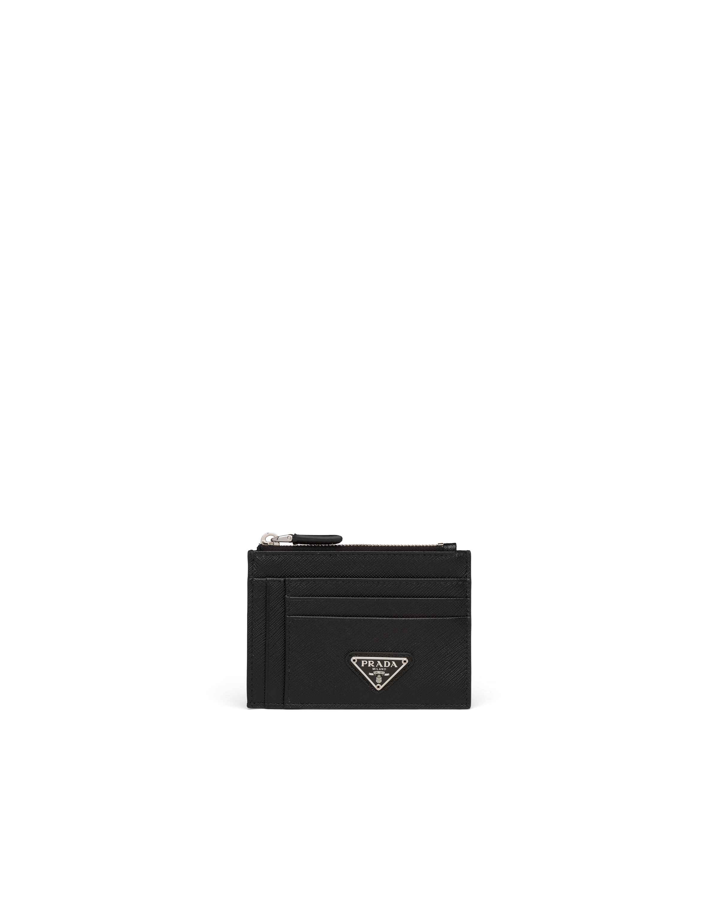 prada saffiano card case with zip compartment