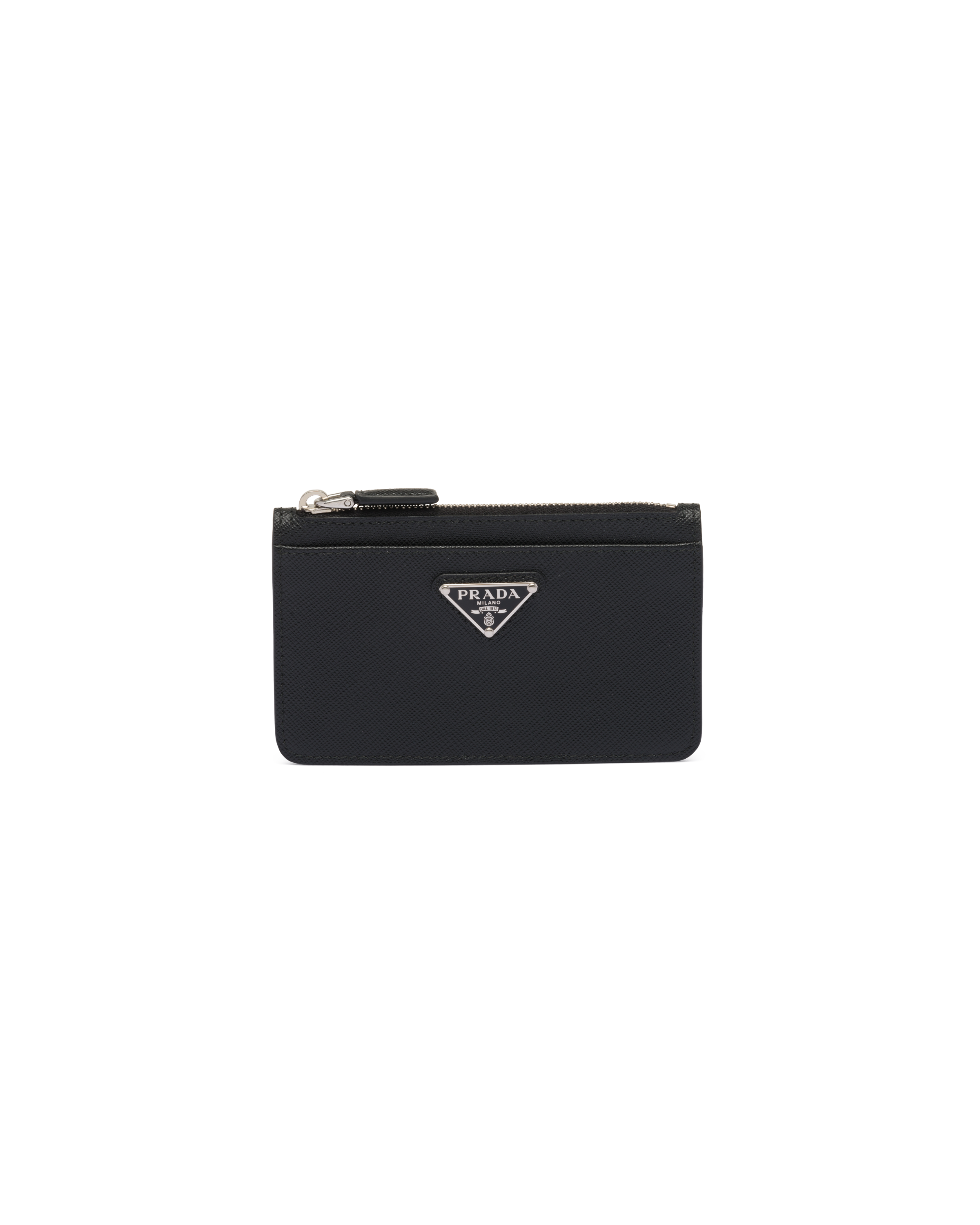Prada Saffiano Leather Card Holder In Black