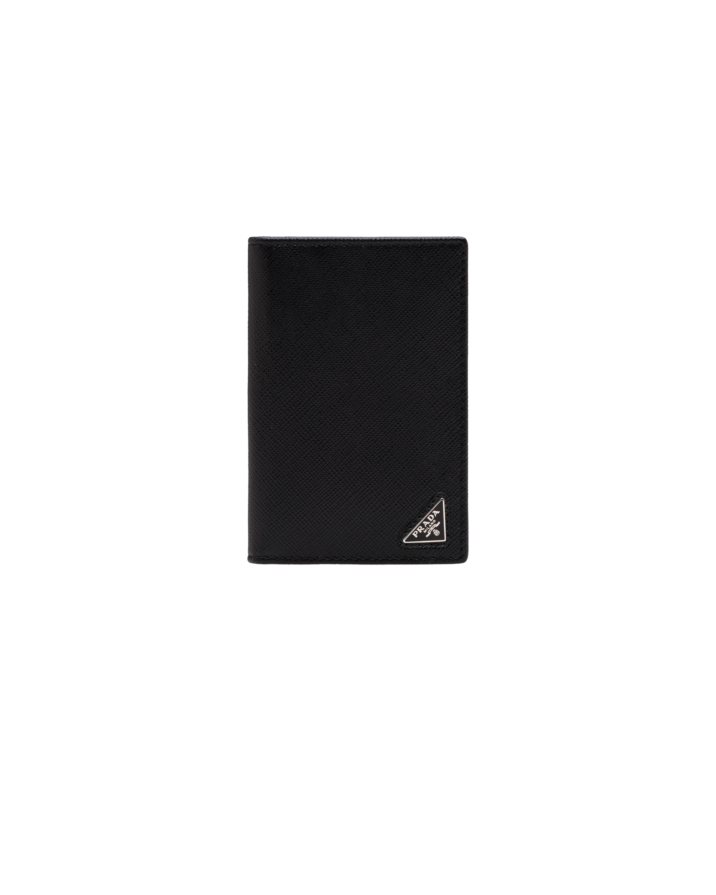 Prada Saffiano Leather Card Holder In Black