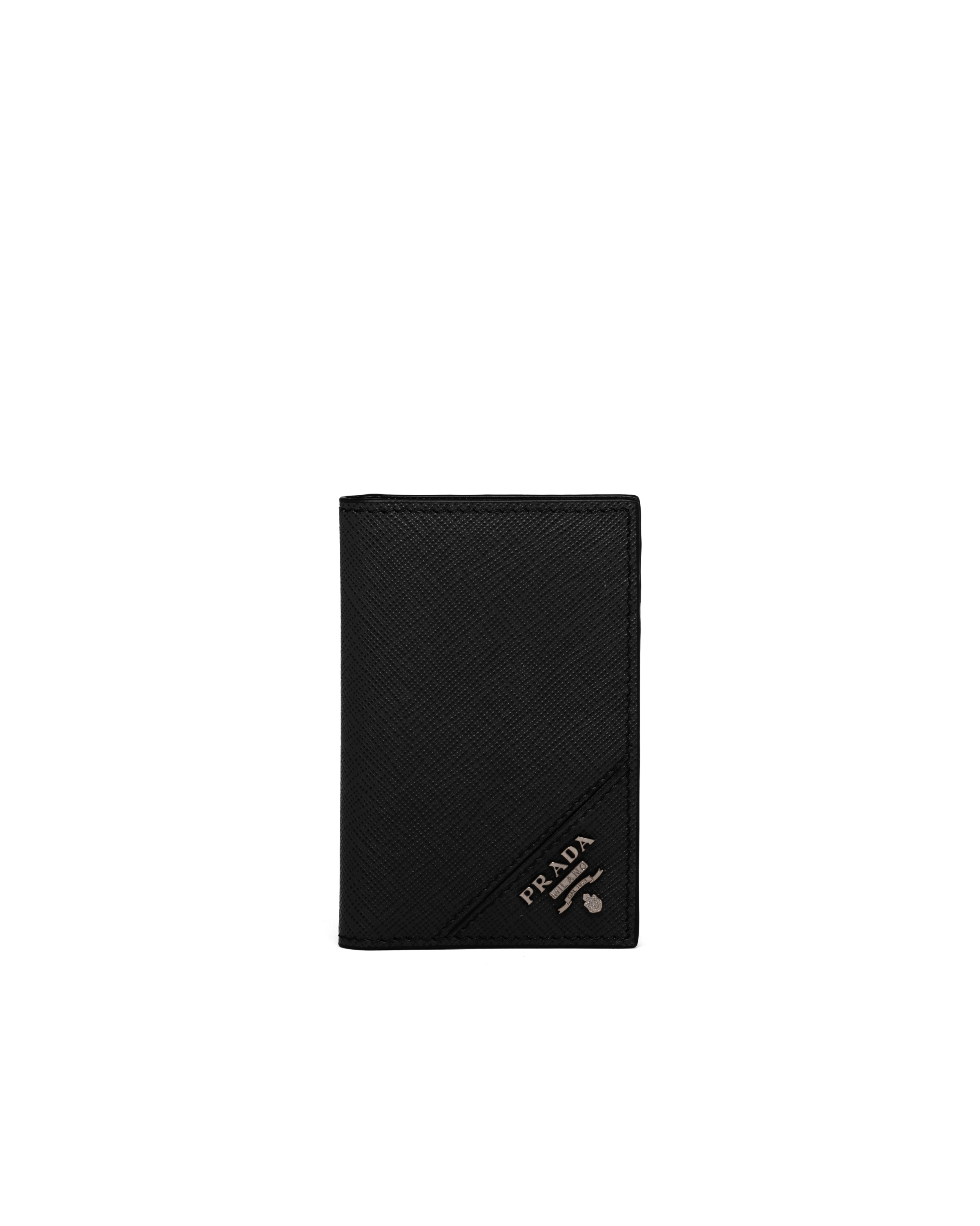 Prada Saffiano Leather Card Holder In Black