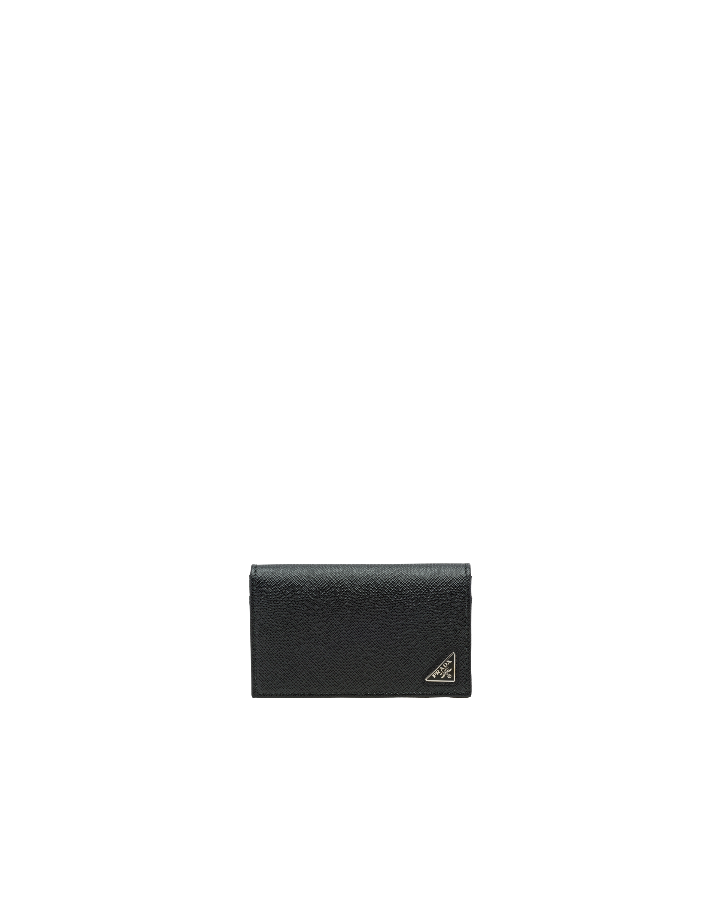 Prada Saffiano Leather Card Holder In Black