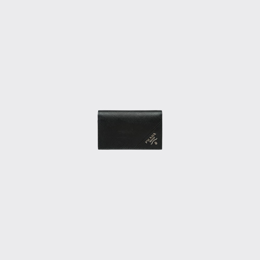 Black Saffiano Leather Card Holder | Prada