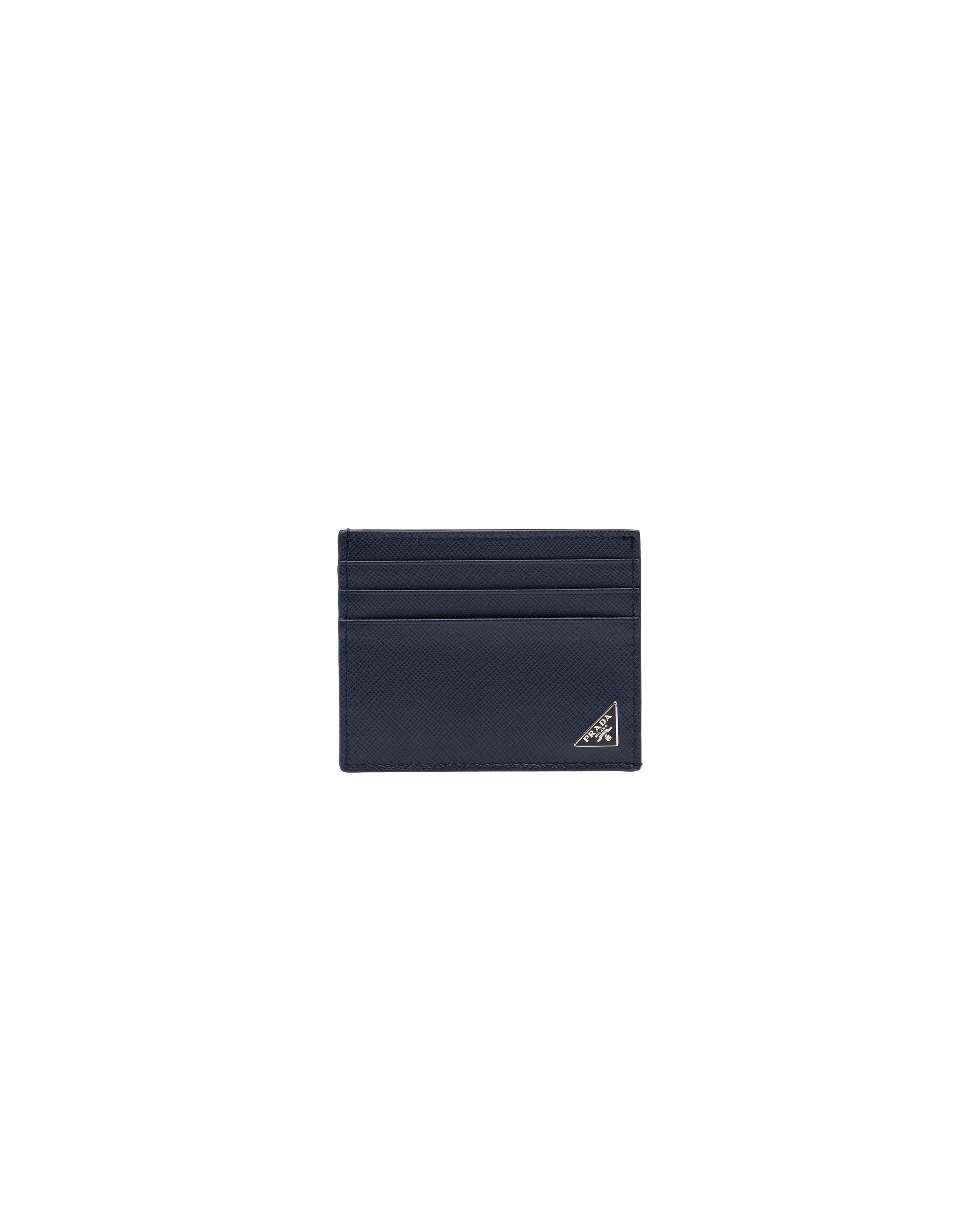 Prada Saffiano Leather Card Holder In Baltic Blue