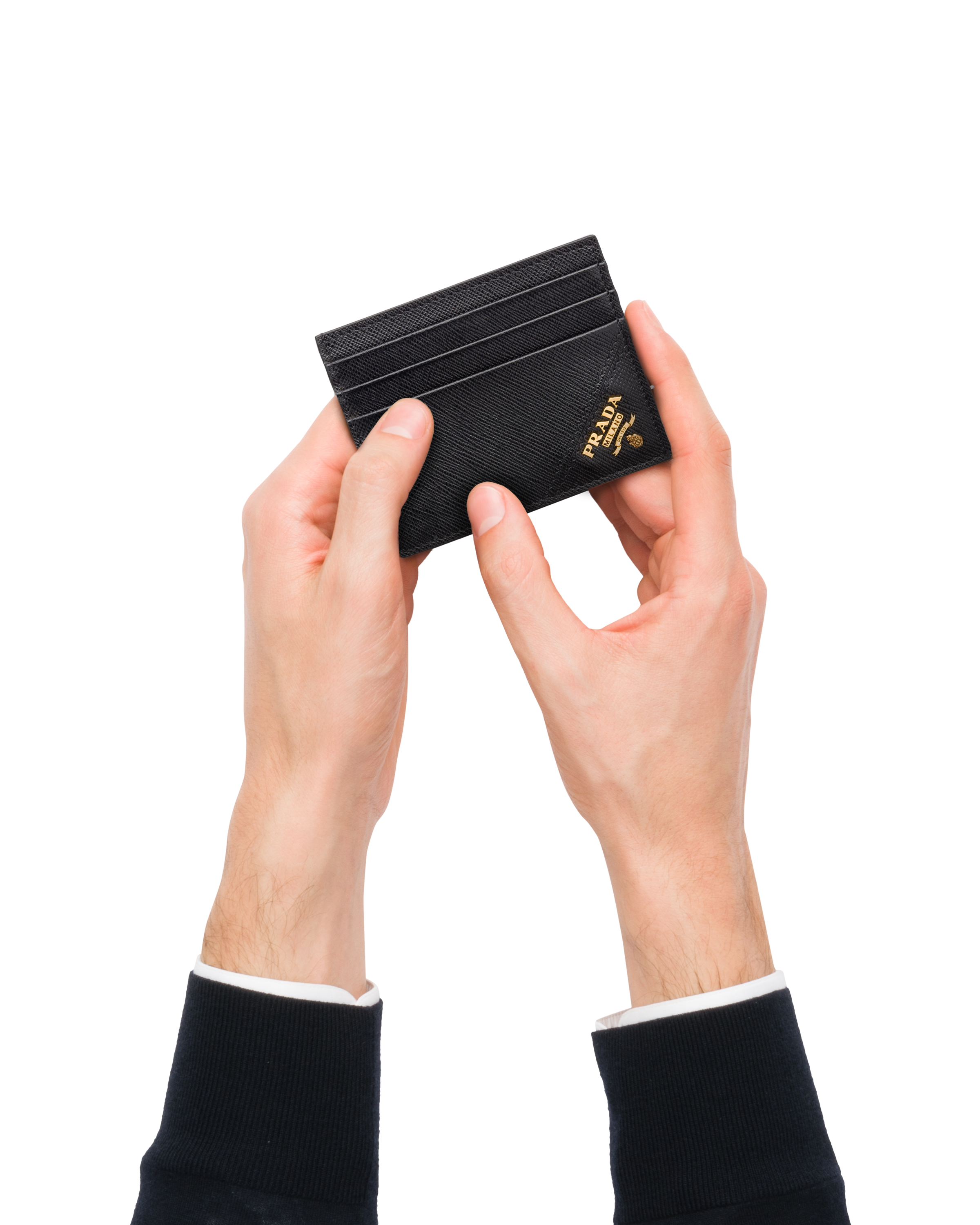 Prada black saffiano card holder top