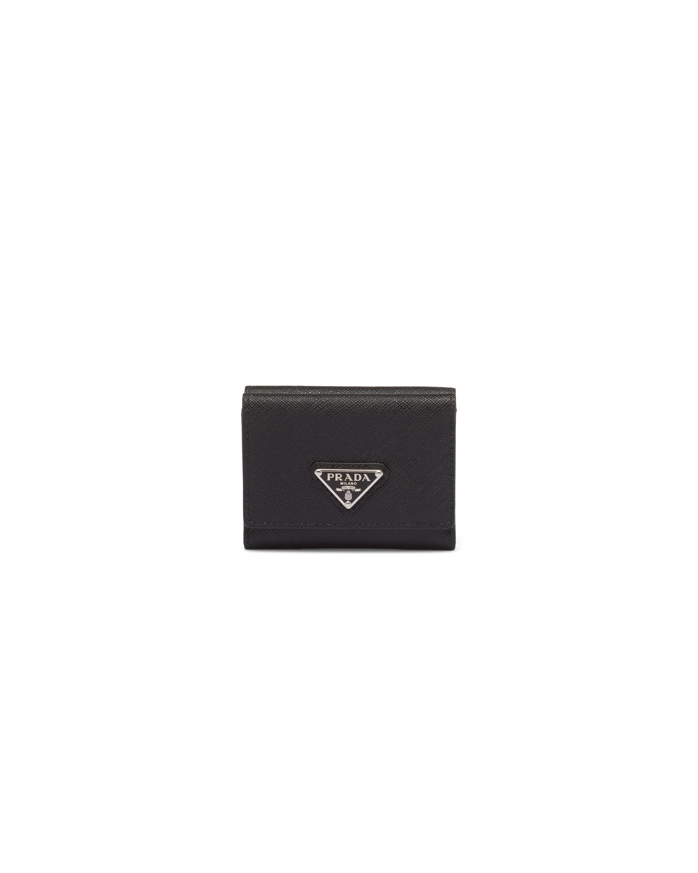 Prada Small Logo-plaque Leather Wallet In Black
