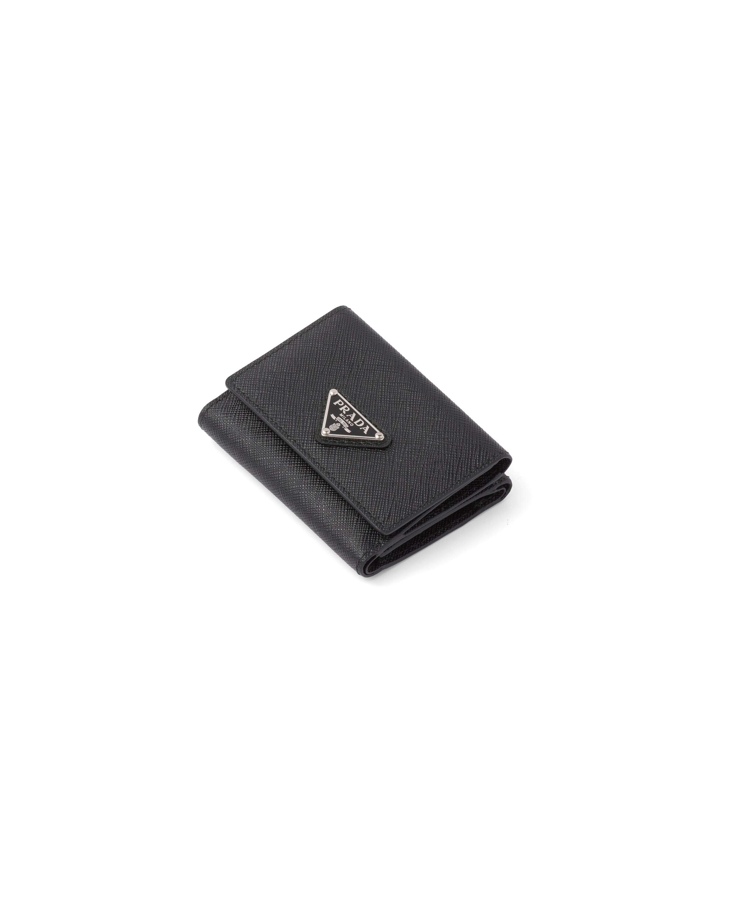 Prada Small Logo-plaque Leather Wallet In Black