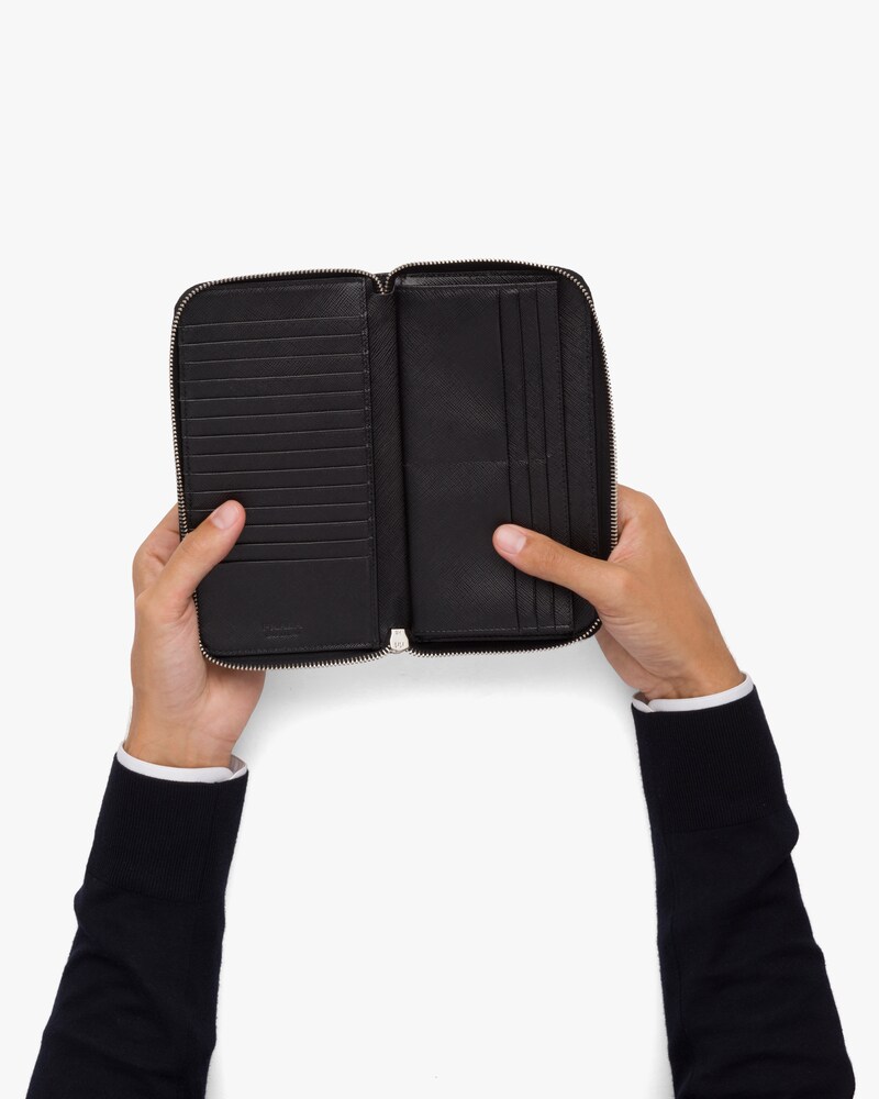 prada saffiano zip wallet