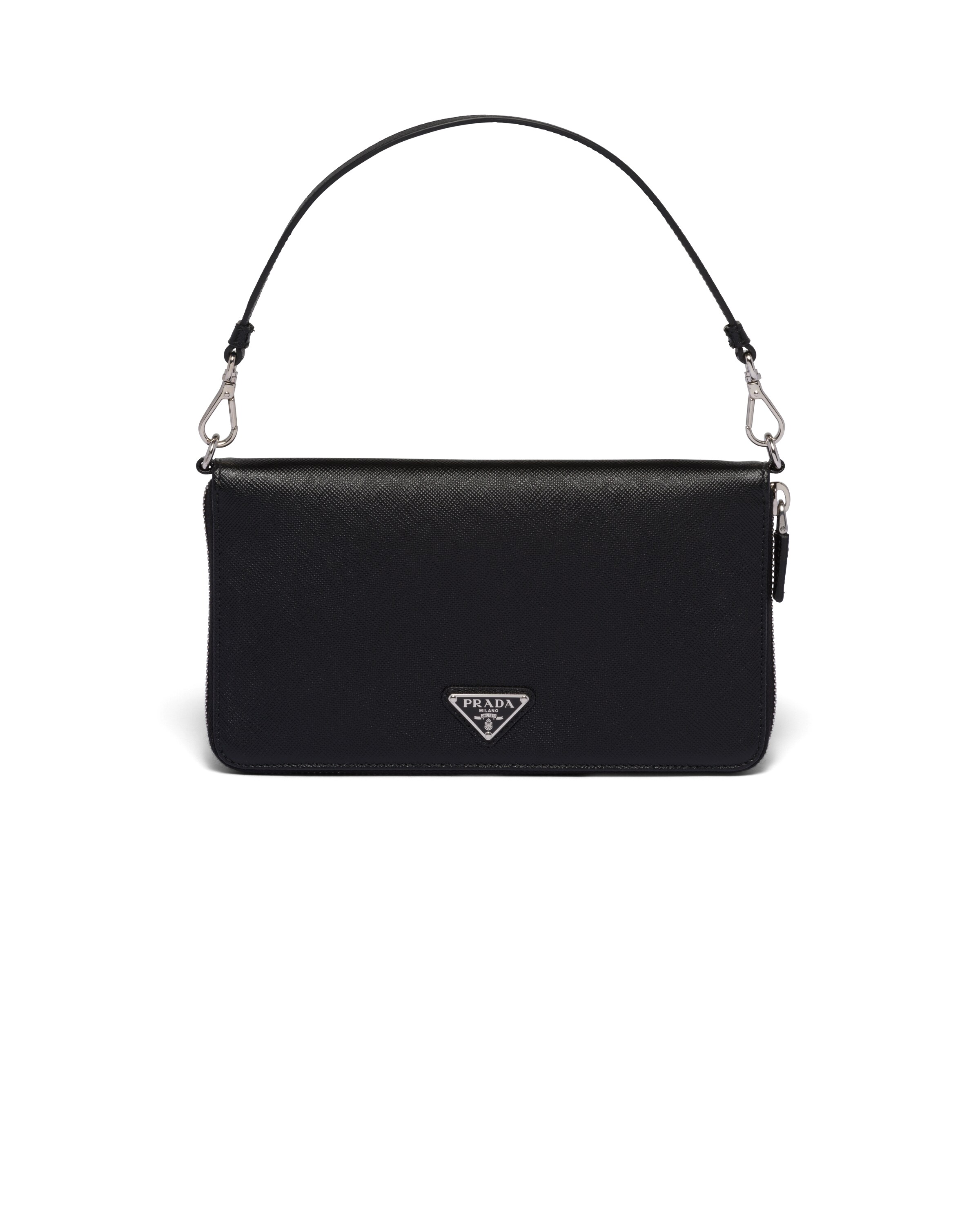 Prada Saffiano Leather Document Holder, Men, Black