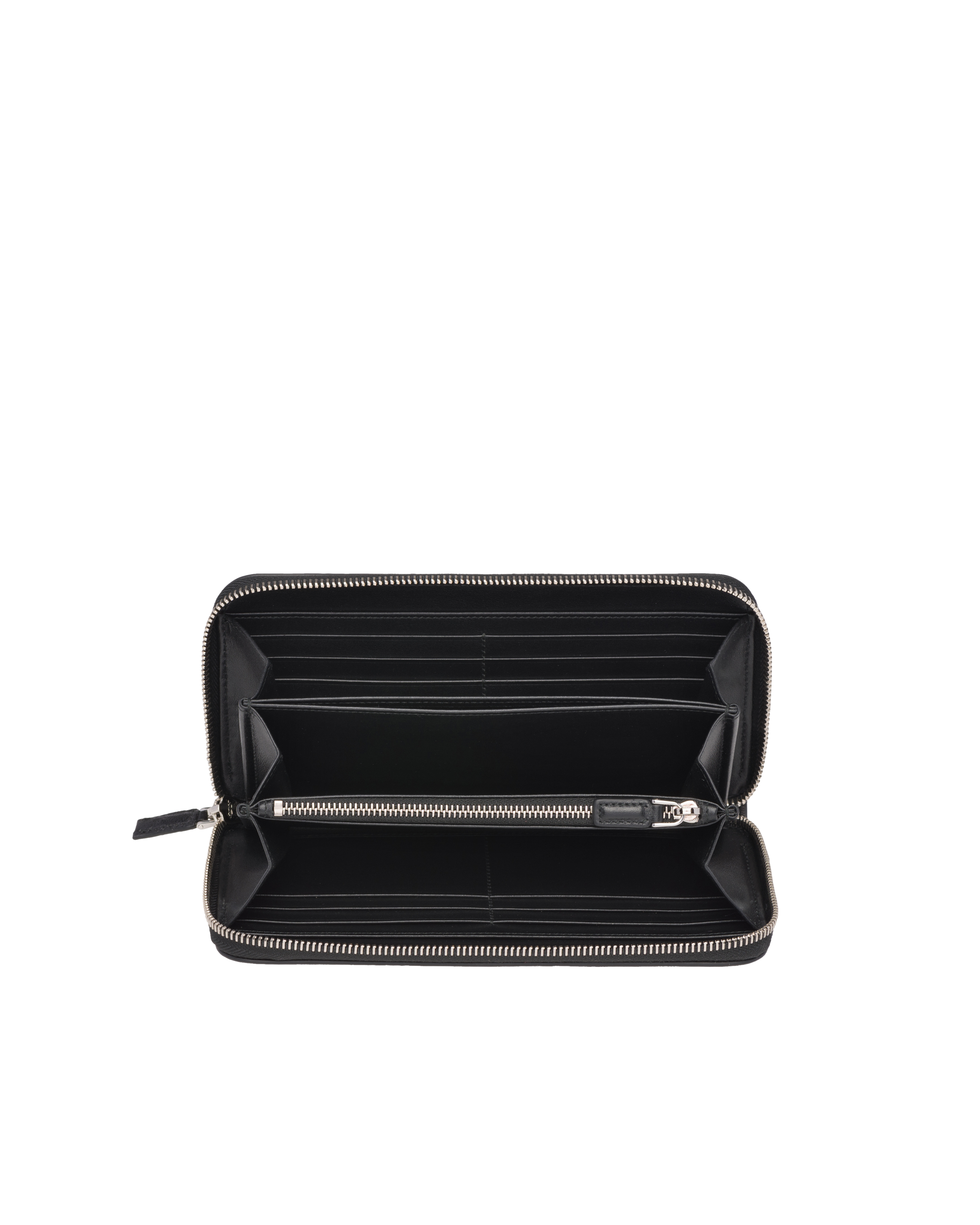 ブラック オーストリッチレザー ジップアラウンド財布 | PRADA